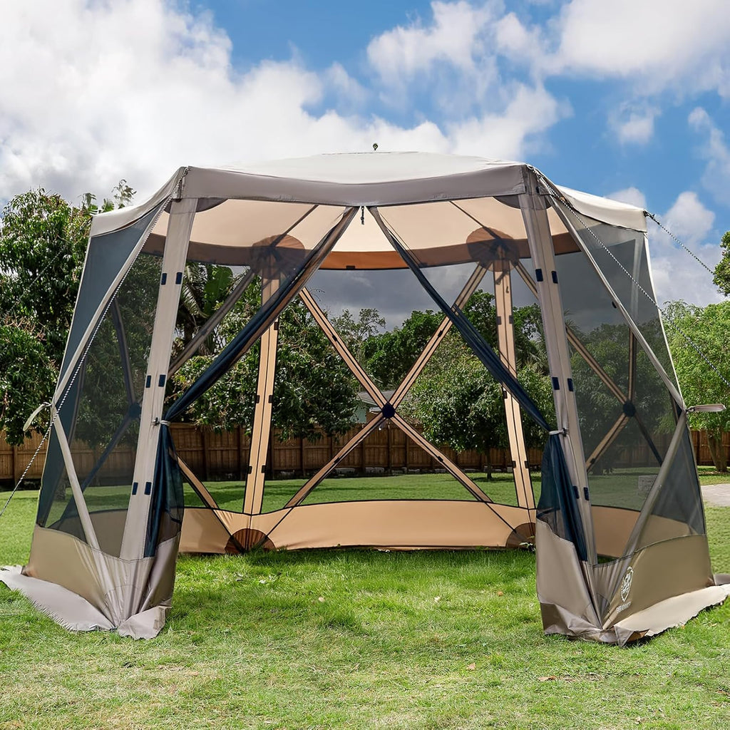 Tente de camping à moustiquaire escamotable 3,5 x 3 m, tonnelle à moustiquaire instantanée avec filet, abri portable