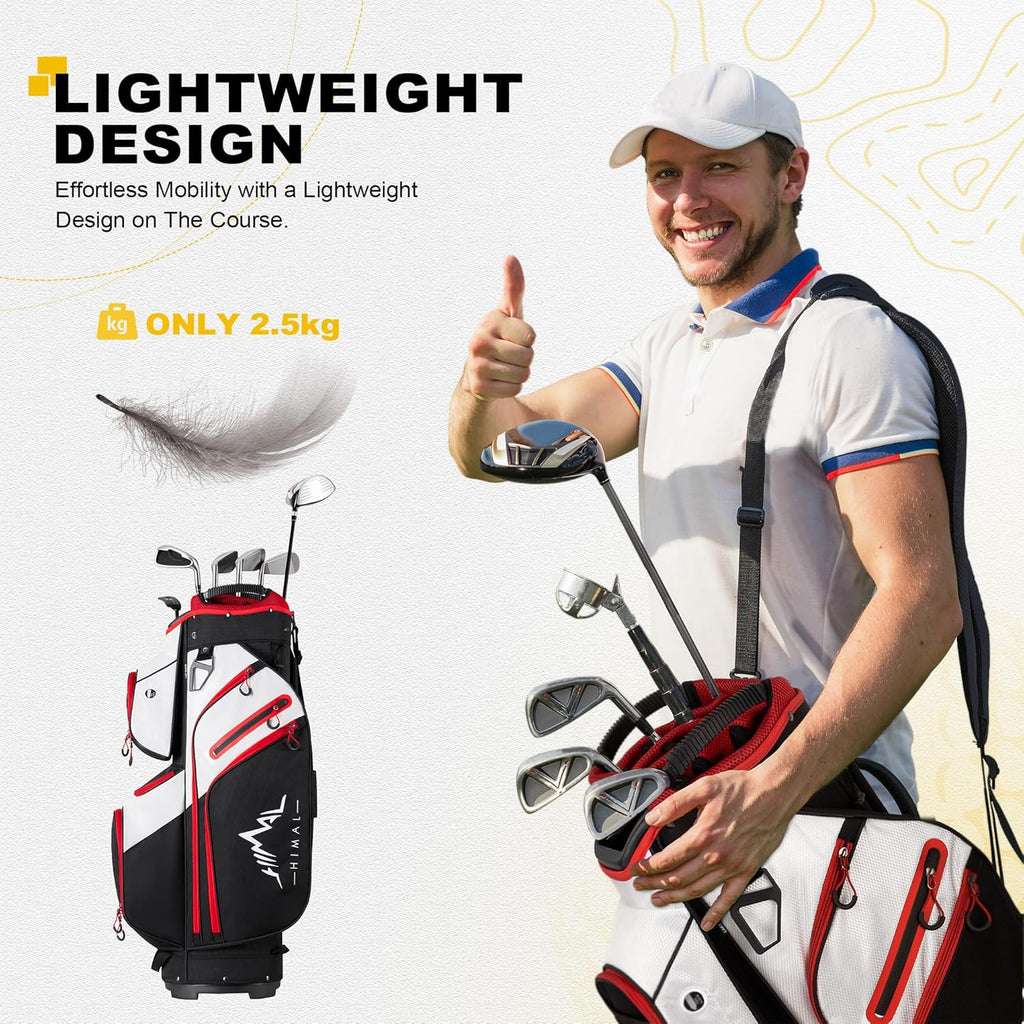 Sac de chariot de golf, organiseur à 15 compartiments, compartiment supérieur avec poignées et housse de pluie