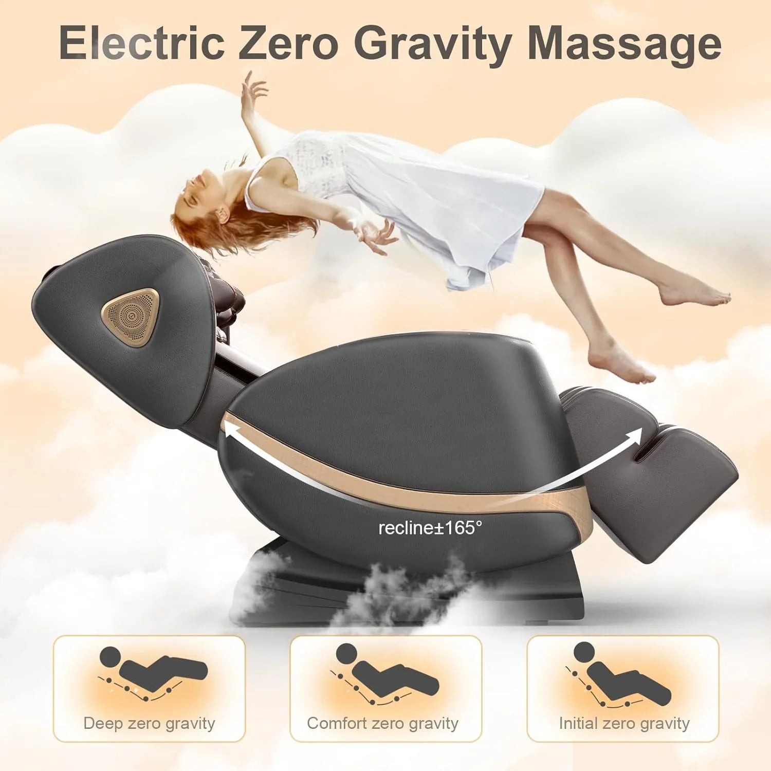 Fauteuil de massage complet, fauteuil de massage à gravité zéro avec 10 rouleaux fixes, chauffage, massage des pieds