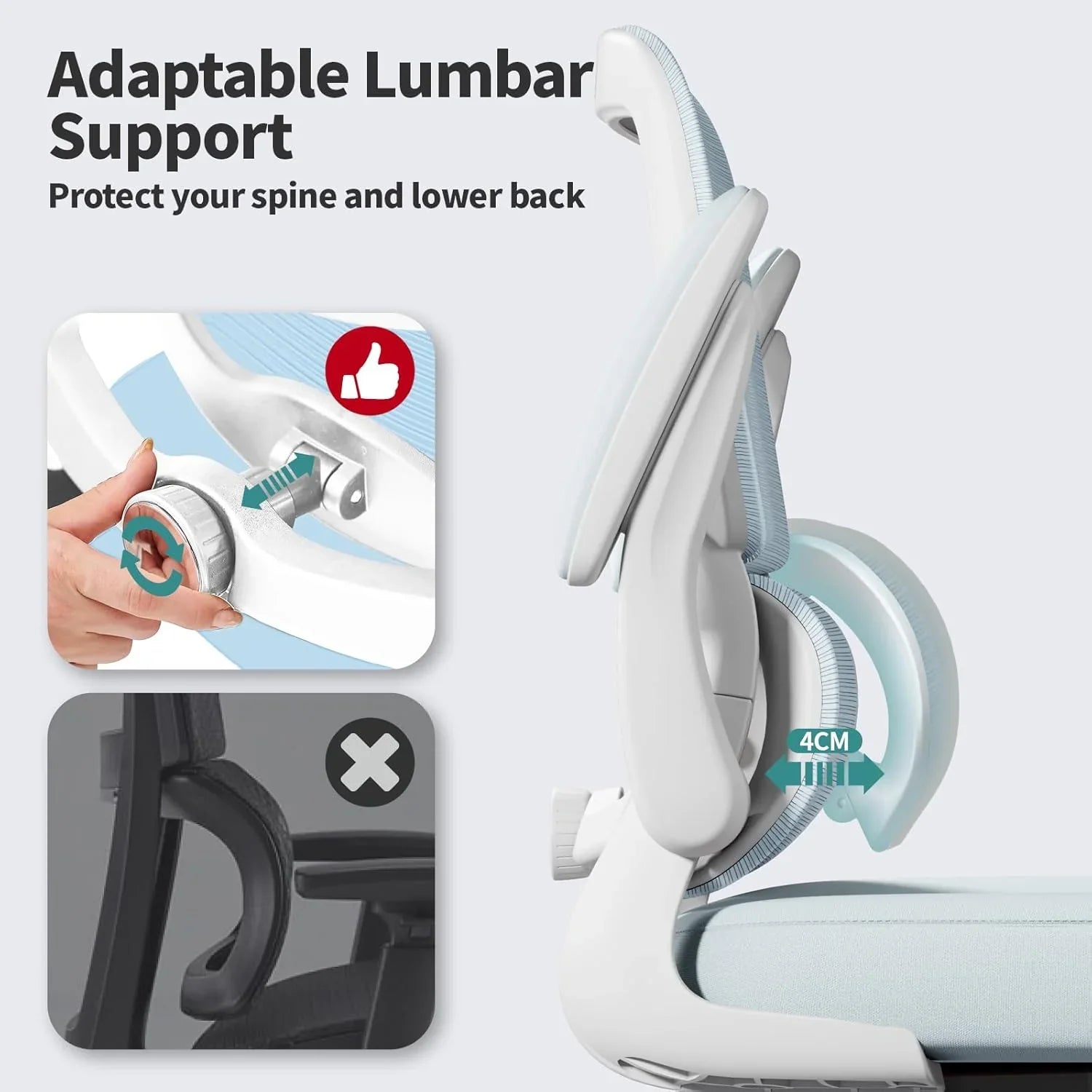 Chaise de bureau ergonomique TRALT, capacité de 150 kg, en maille, avec roulettes