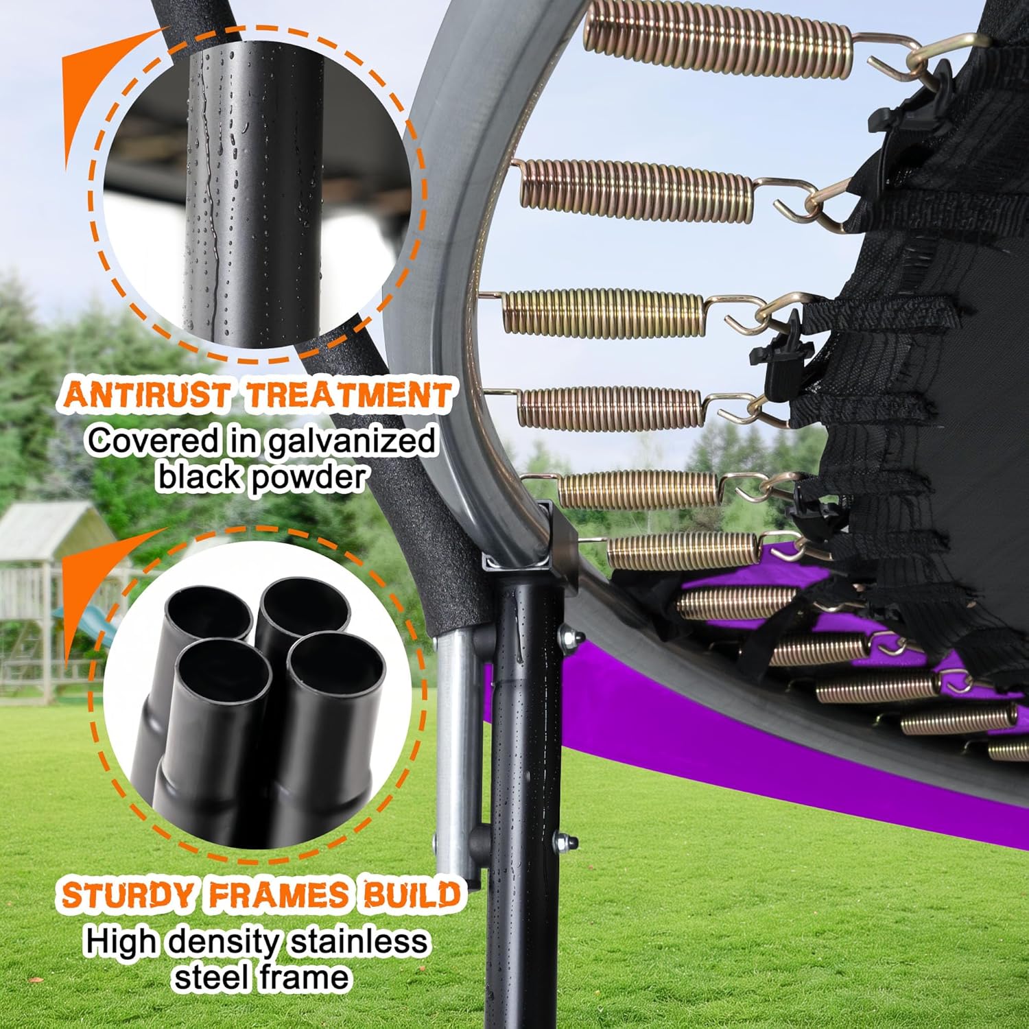 Trampoline Trampoline de loisirs avec filet de clôture et échelle, trampoline d'extérieur antirouille pour enfants et adultes