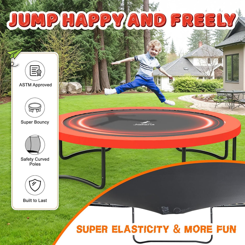 Trampoline Trampoline de loisirs avec filet de clôture et échelle, trampoline d'extérieur antirouille pour enfants et adultes