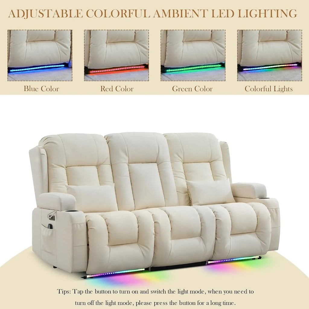Canapé inclinable électrique TUNYI avec fonctions massage et chauffage, siège home cinéma avec console, canapé inclinable électrique pour camping-car