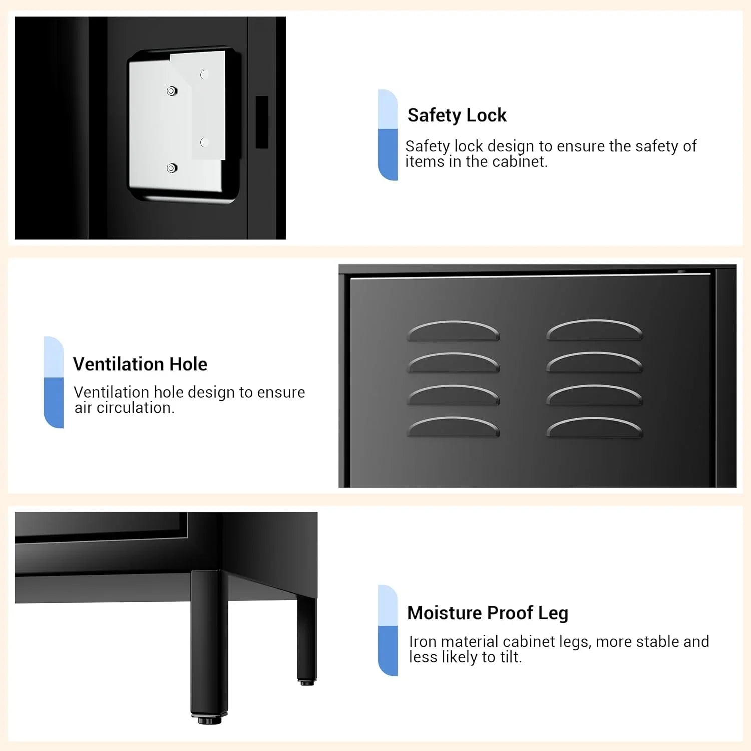 Casier GAOMON pour employés, armoire à casiers 6 portes avec crochets, casier de rangement