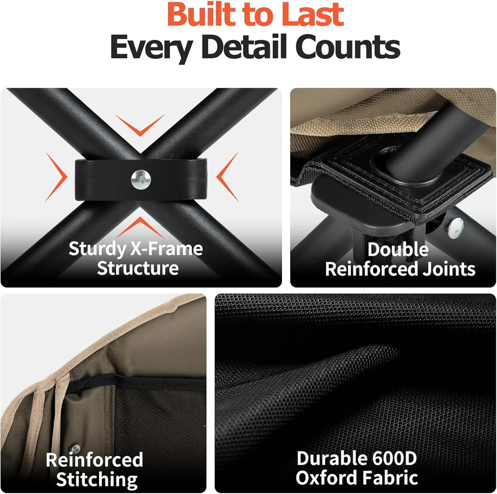 Chaise de camping double extra large - Canapé confortable pour 2 personnes, causeuse pour adulte - Chaise de jardin robuste