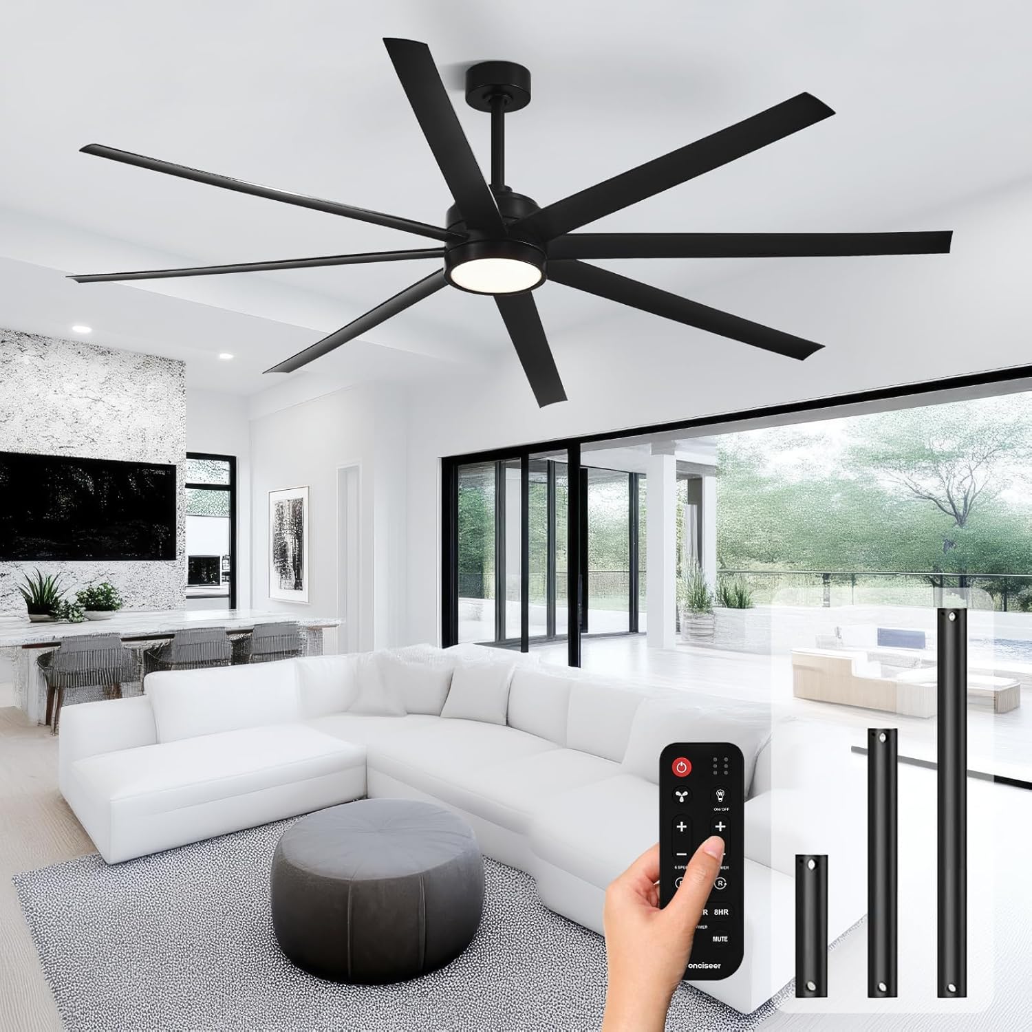 Ventilateur de plafond moderne 72 pouces chambre salon bibliothèque café extérieur/industriel