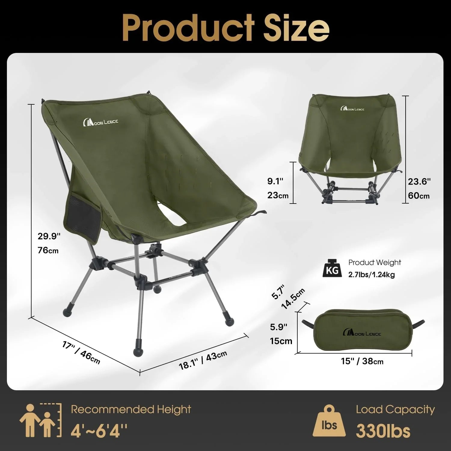 Chaise de camping portable et chaise pliante pour la randonnée et la randonnée