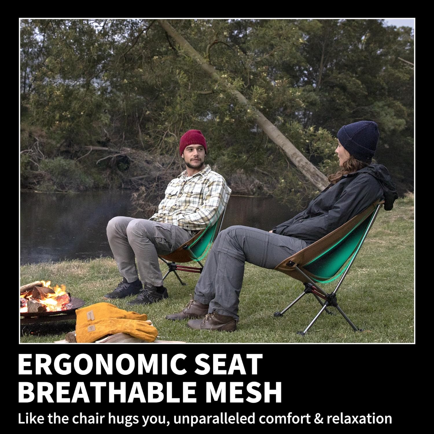 Chaise de camping ultralégère 2,12 lb Chaise de randonnée portable Chaise de randonnée pliante