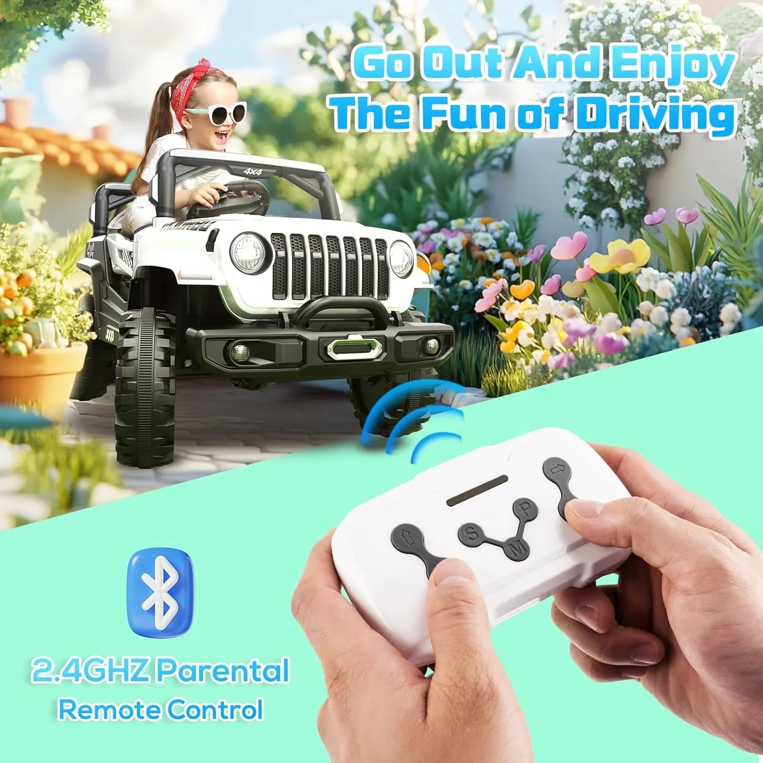 Camion de conduite pour enfants SEALIGHT 12 V, modèle 380 W, moteur, fonction de freinage d'urgence