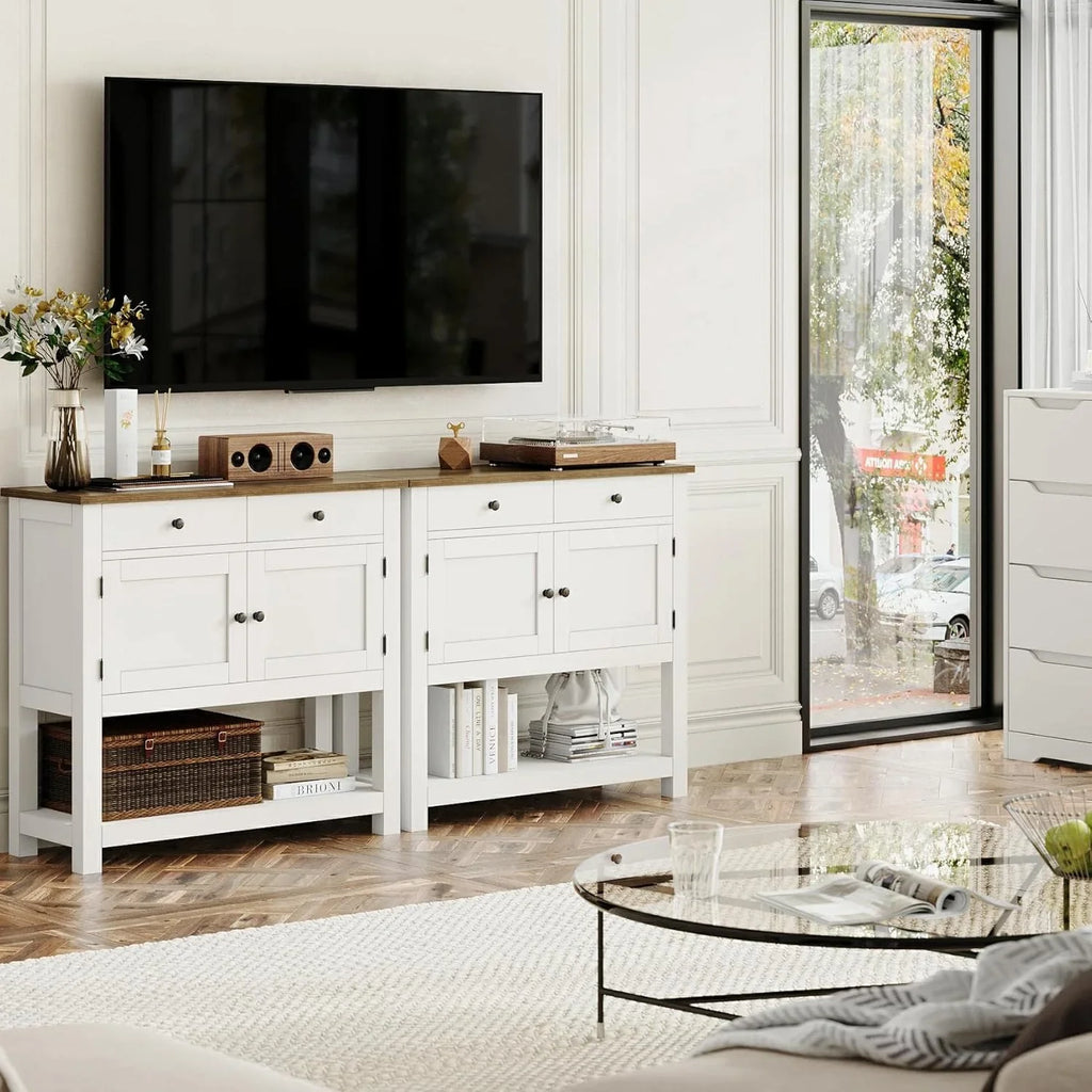 Table console de style ferme, bar à café, table d'entrée avec support de rangement, table de canapé, buffet