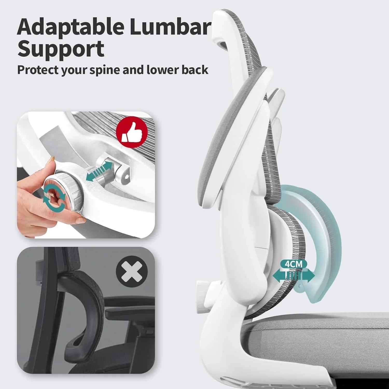 Chaise de bureau ergonomique TRALT, capacité de 150 kg, en maille, avec roulettes