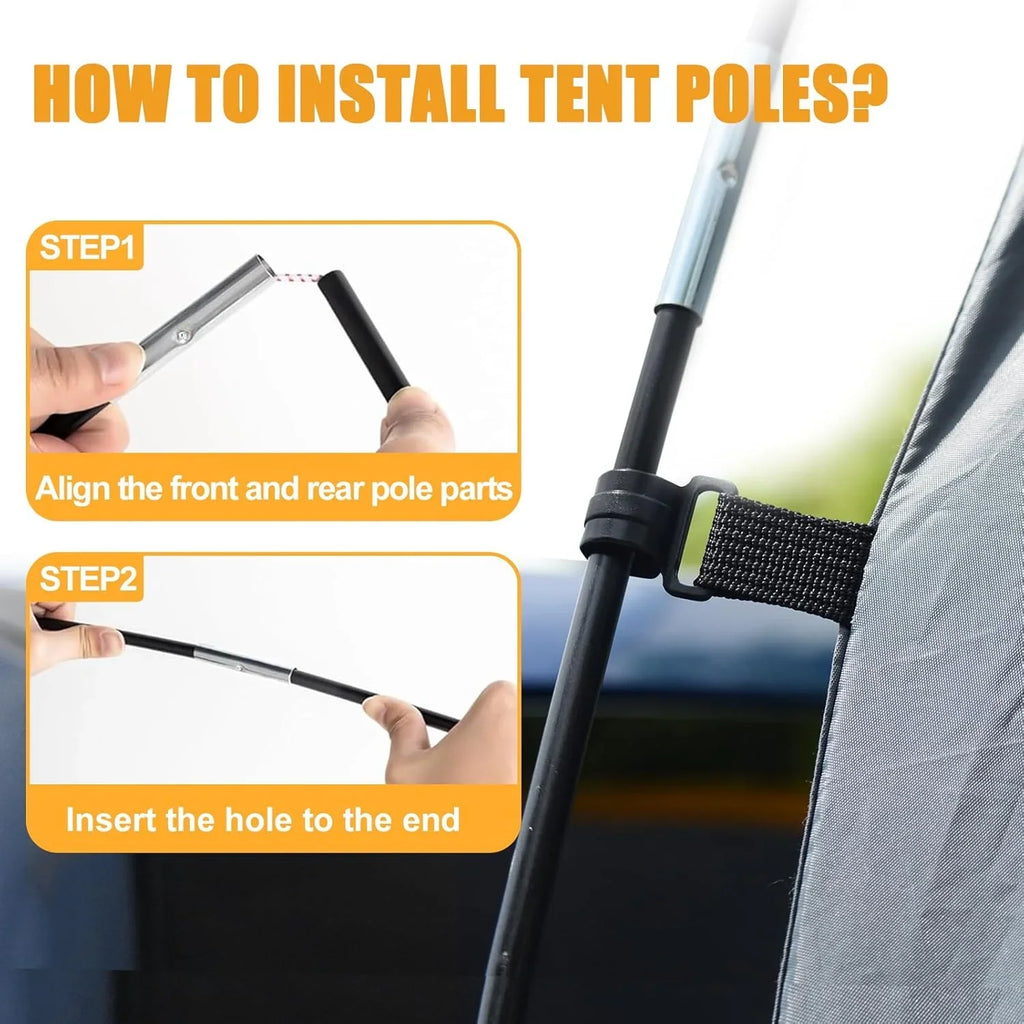 Tente SUV rectangulaire pour 5 à 9 personnes, idéale pour le camping en voiture, idéale pour la famille, imperméable et coupe-vent. Grande tente de camping.