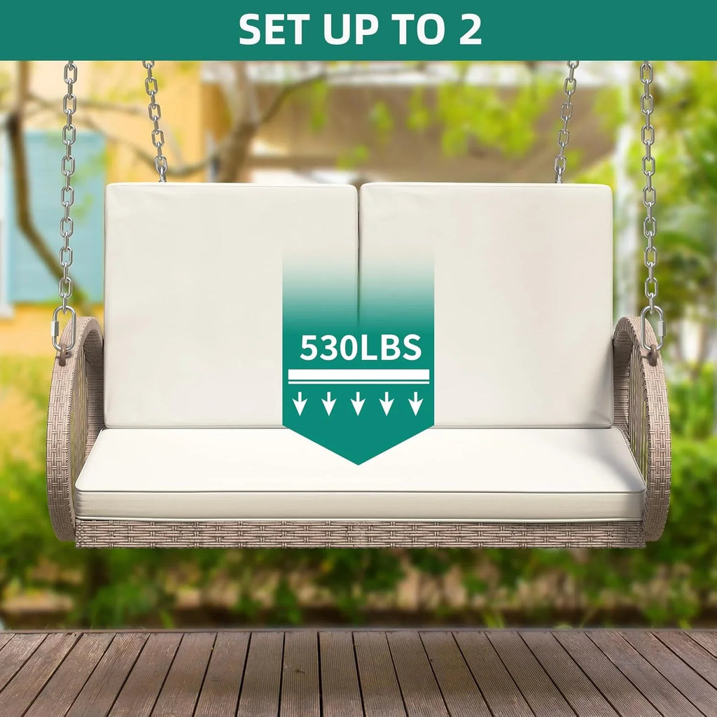 YITAHOME Balancelle suspendue pour porche, 3 places, banc d'extérieur en osier