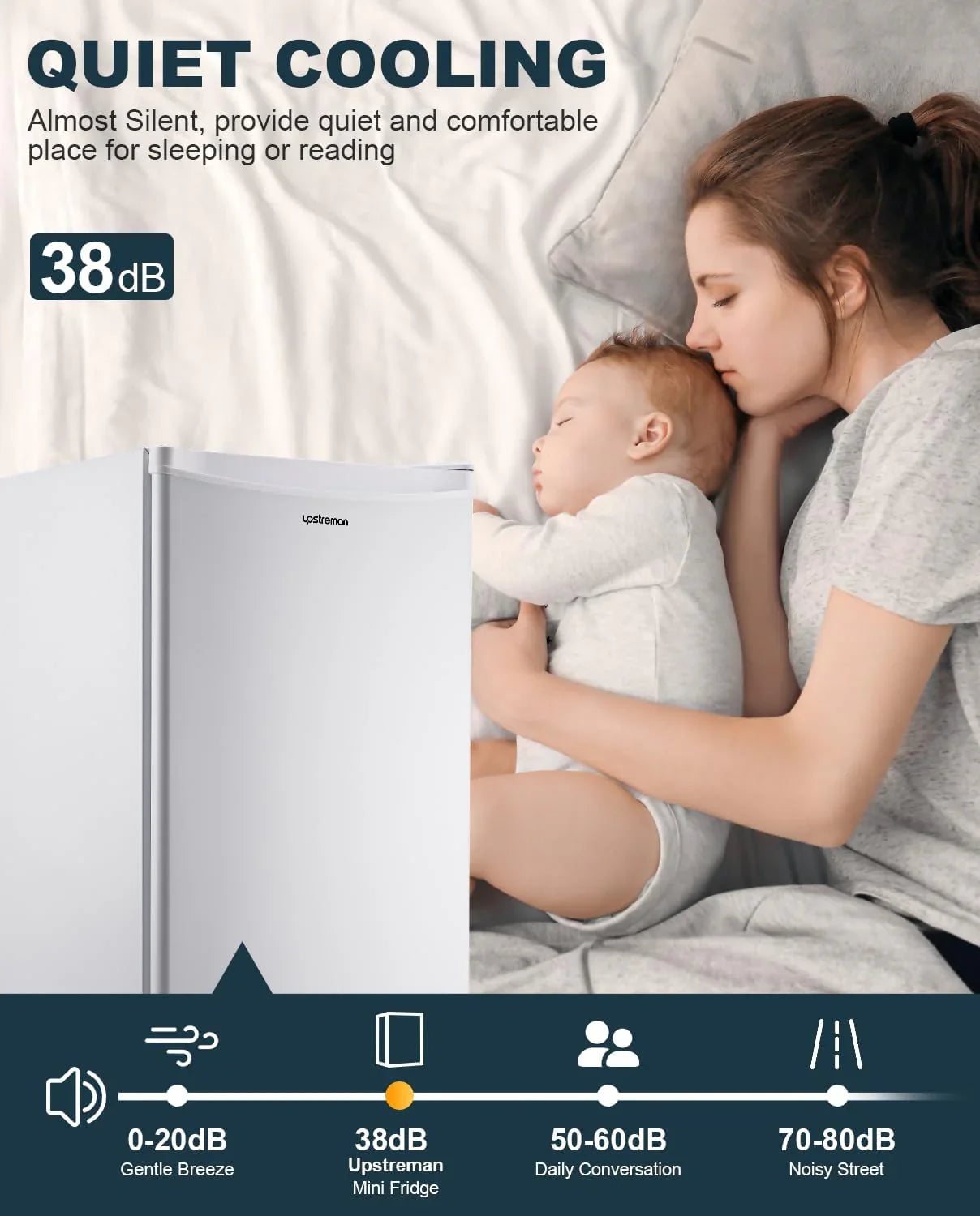 Mini-réfrigérateur Upstreman de 3,2 pieds cubes avec congélateur, mini-réfrigérateur à une porte, réfrigérateur de dortoir