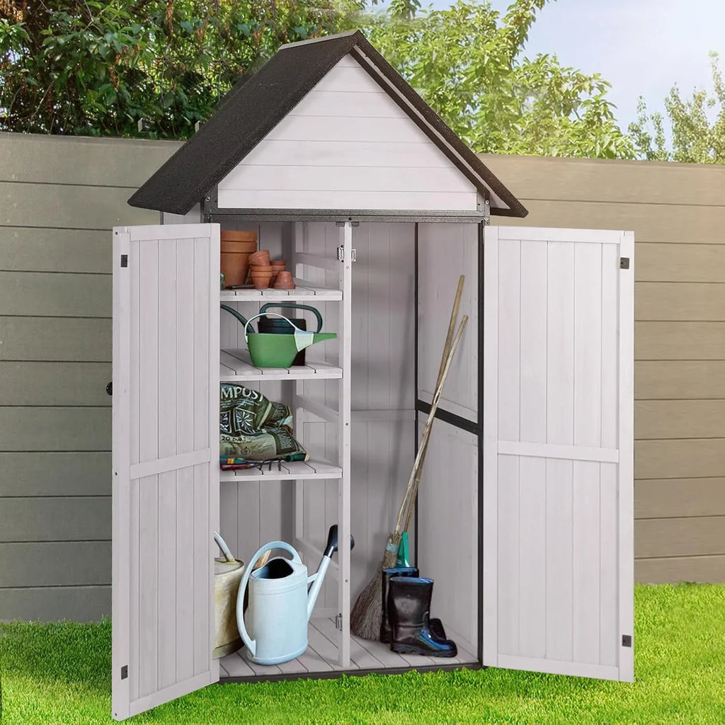 Sheds Outdoor Storage Garden Shed with Metal Frame Structure and Adjustable Shelves Large Capacity Storage Tool Cabinet Box