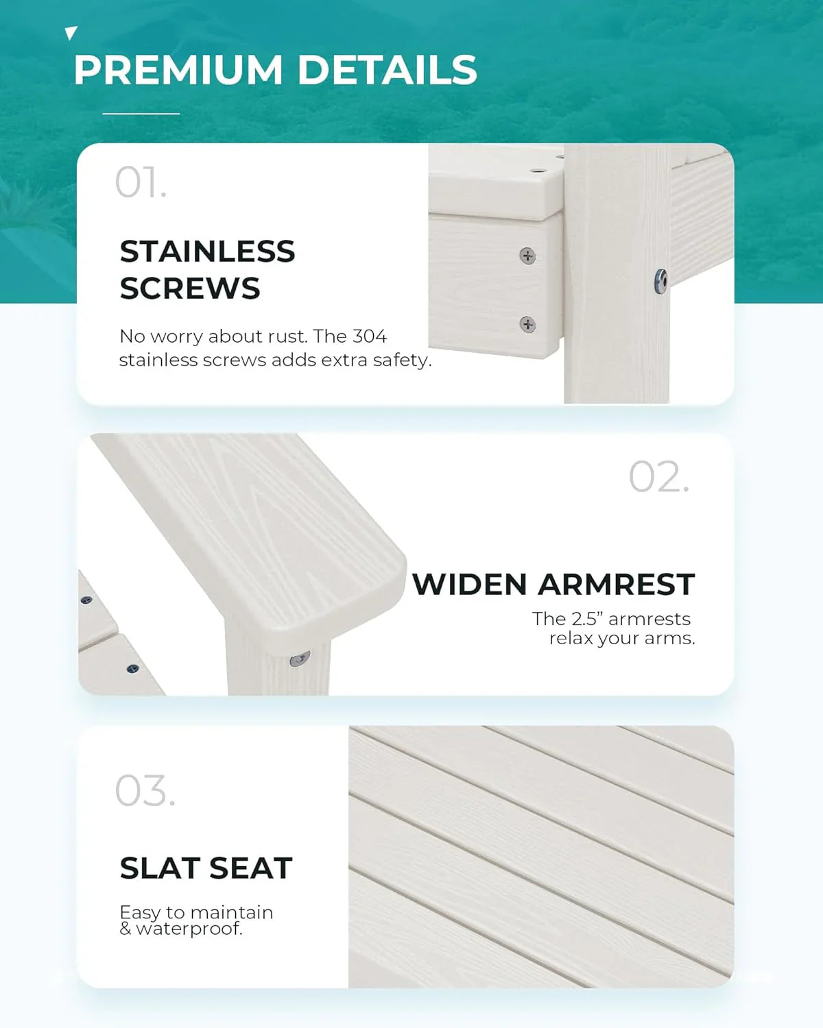 Ensemble de salle à manger d'extérieur en PEHD, 7 pièces, avec table découpée pour parasol et 6 chaises