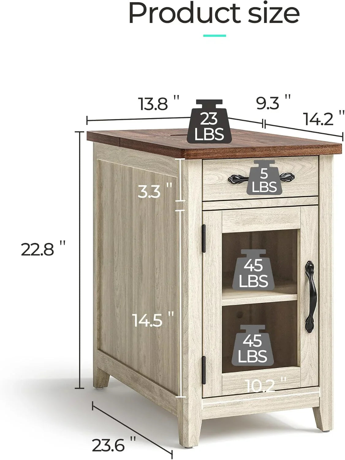 Table d'appoint de ferme Table d'appoint étroite Petite table de chevet