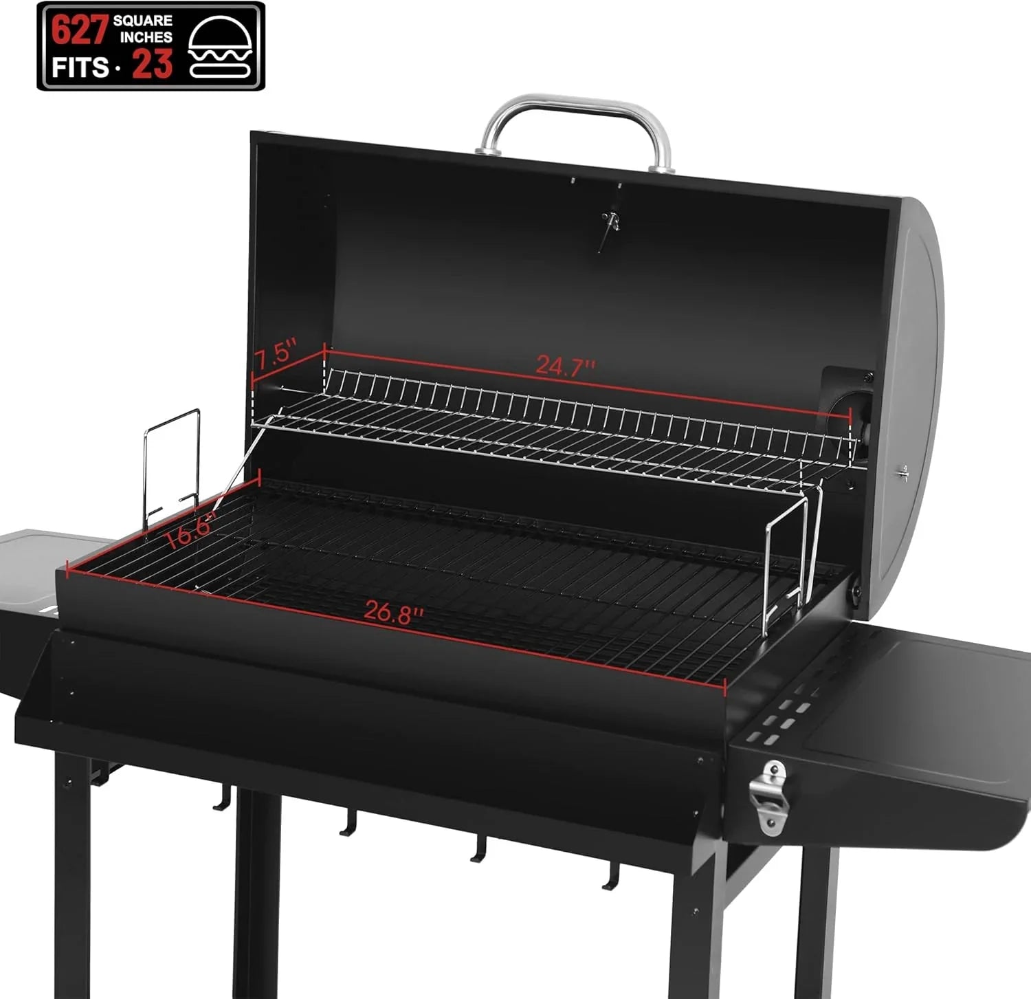 Barbecue au charbon de bois Royal Gourmet CC1830T de 30 pouces avec grille de réchaud et panier de rangement avant, barbecue extérieur avec 627 po²