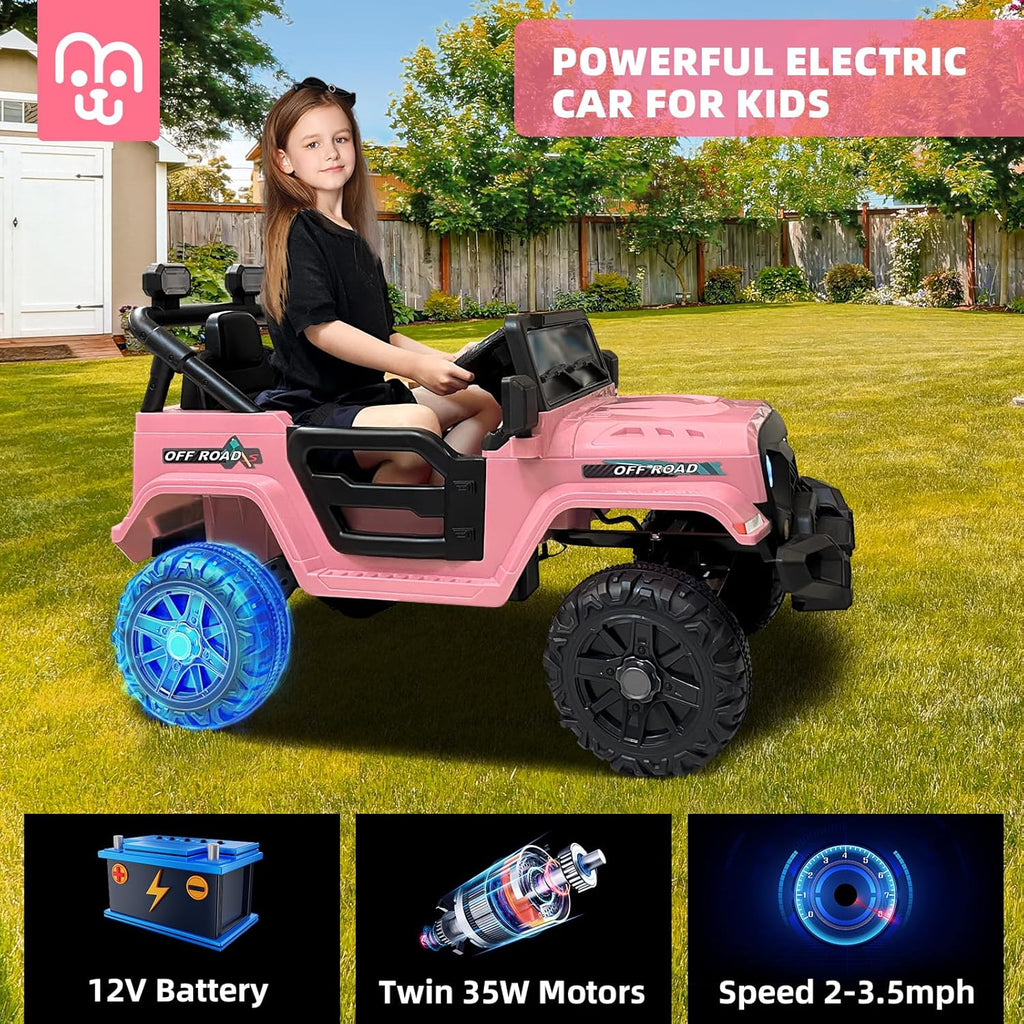 Voiture électrique 12 V pour enfants, camion télécommandé, deux moteurs 35 W