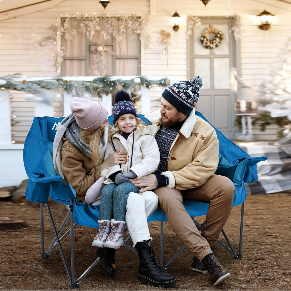 Chaise de camping rembourrée - Canapé de camping extra large et robuste, canapé pliable portable avec porte-gobelet et sac de transport