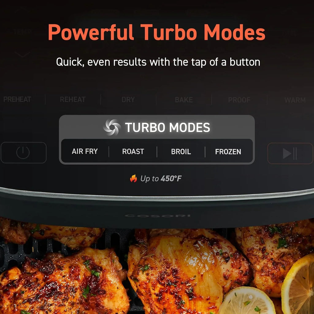 Friteuse à air 9 en 1 COSORI, compacte et grande capacité, 6 pintes, mode turbo rapide, chauffage précis de 90 à 450 °F