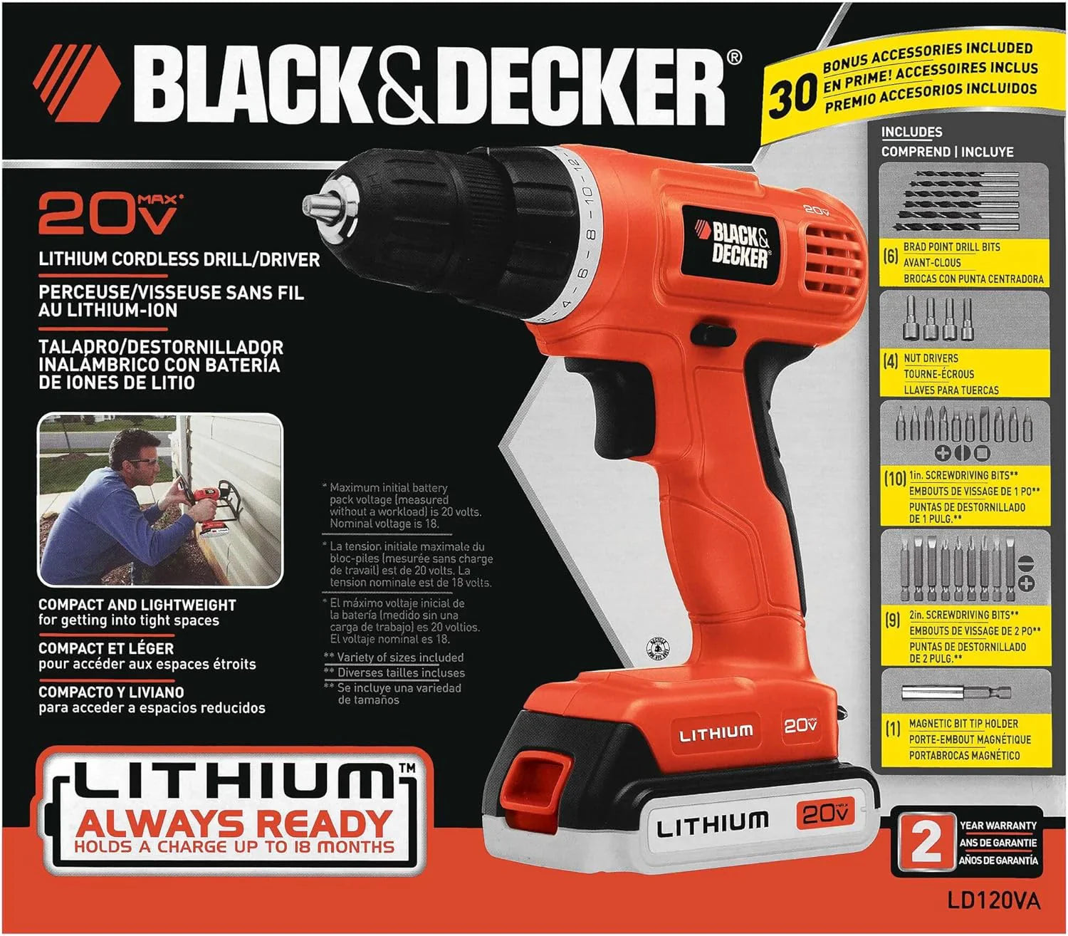 BLACK+DECKER 20V MAX POWERCONNECT Perceuse-visseuse sans fil Tournevis électrique