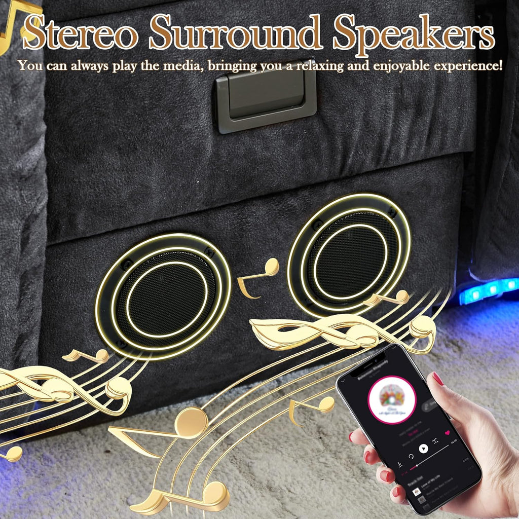 Canapé inclinable électrique TUNYI avec fonctions massage et chauffage, siège home cinéma avec console, canapé inclinable électrique pour camping-car