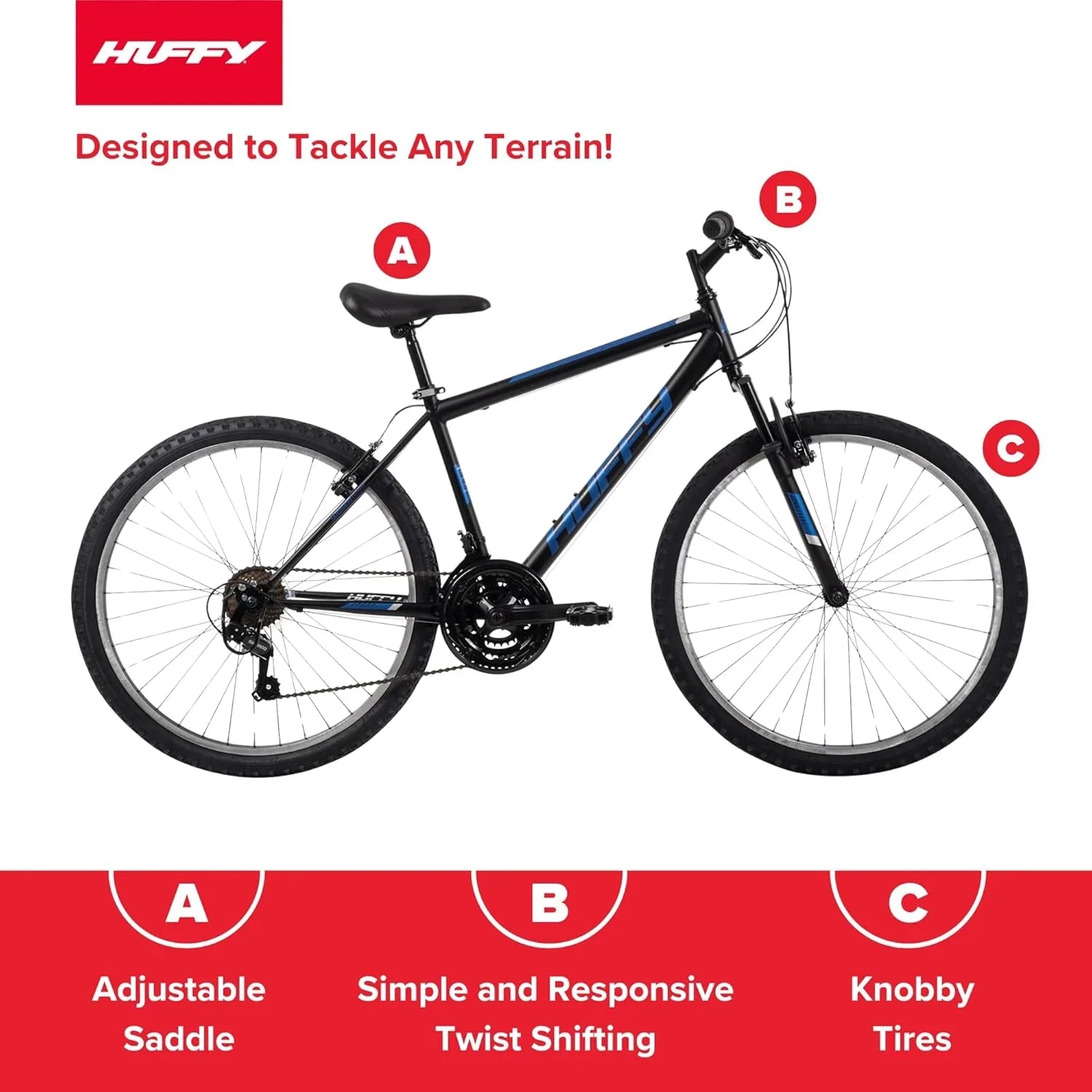 VTT semi-rigide Huffy Stone Mountain, pour garçons/filles/hommes/femmes, tailles 20"/24"/26"