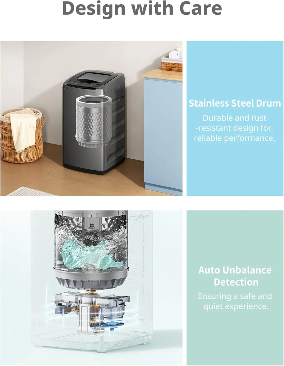 Machine à laver portable Comfee, 0,9 pied cube, avec écran LED et tambour intégré