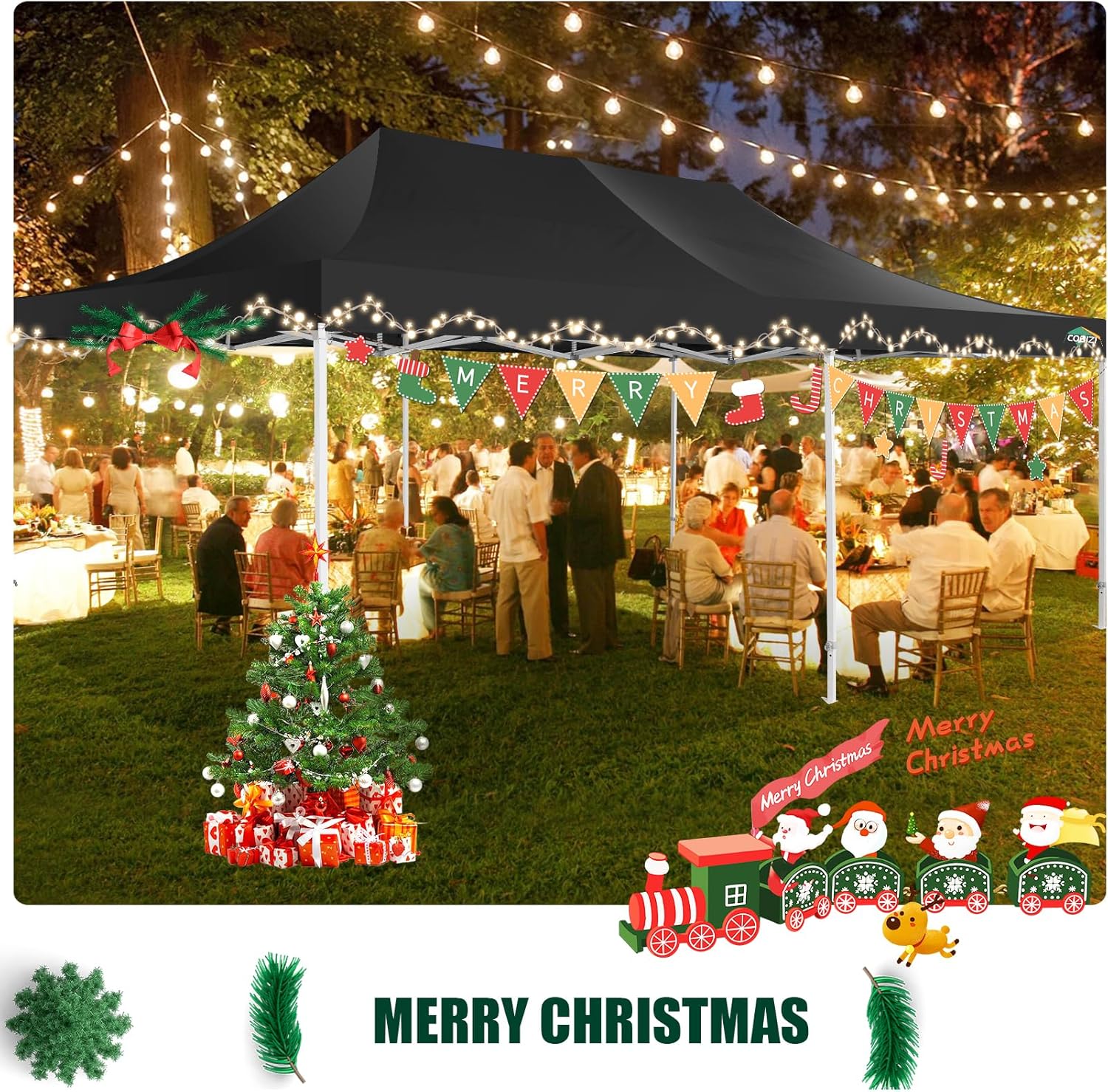 Tente pop-up robuste COBIZI 10x20 avec 6 parois latérales, facile à installer