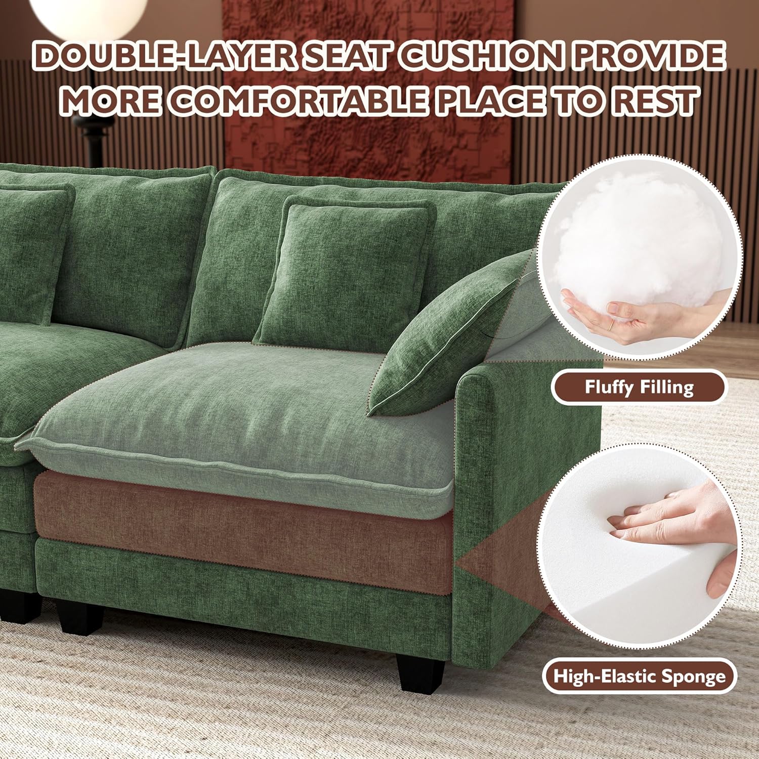 Canapé modulaire moderne en forme de U de 146 pouces d'ihanherry