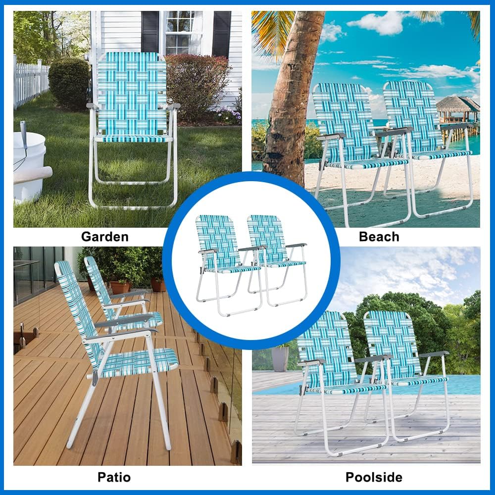 Lot de 2 chaises pliantes en toile pour patio VINGLI, chaise de plage portable pour extérieur, chaise de camping