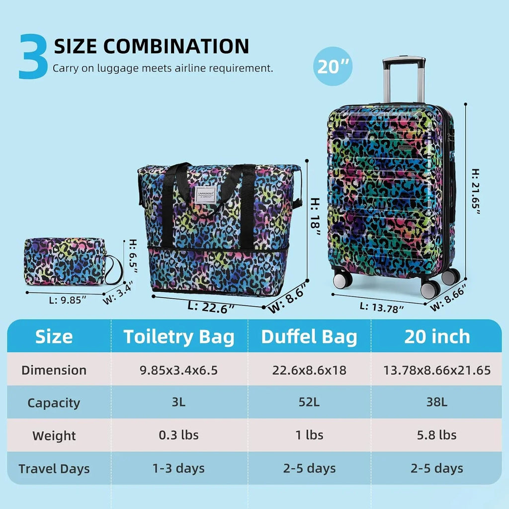 Ensemble de bagages 6 pièces, ensemble de valises rigides extensibles avec roulettes pivotantes, ensemble de bagages à roulettes légers