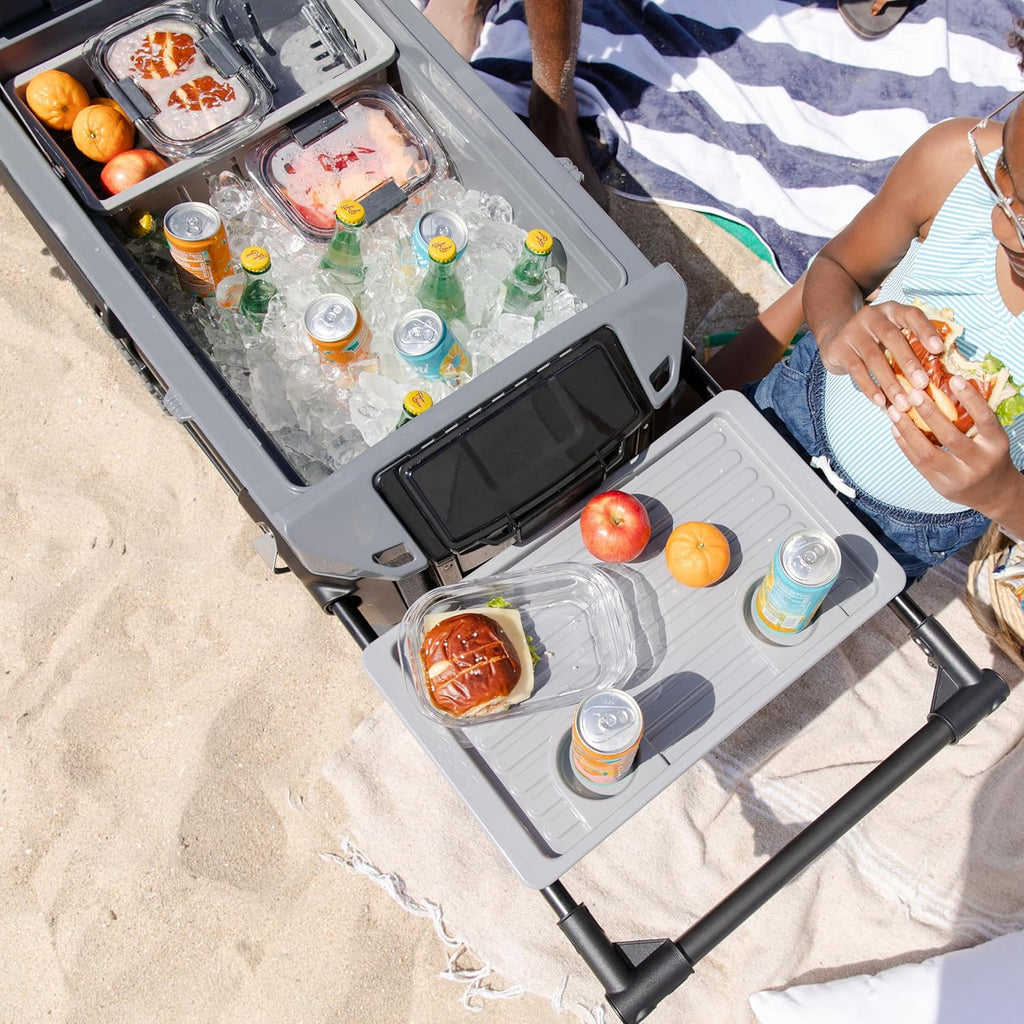 Glacière à roulettes de 70 pintes, glacière isotherme à coque rigide