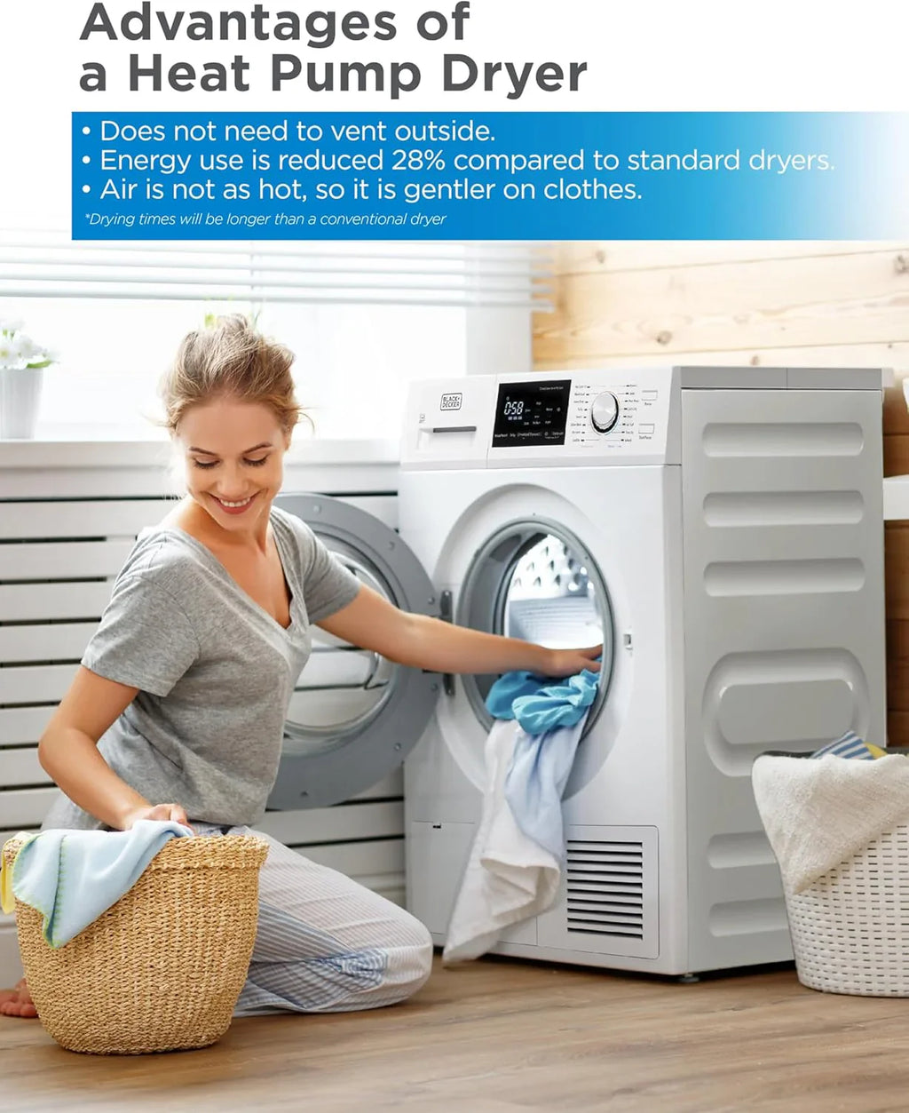 Sèche-linge compact, sèche-linge électrique de 1,5 pi³, 850 W, sèche-linge portatif ventilé de 120 V