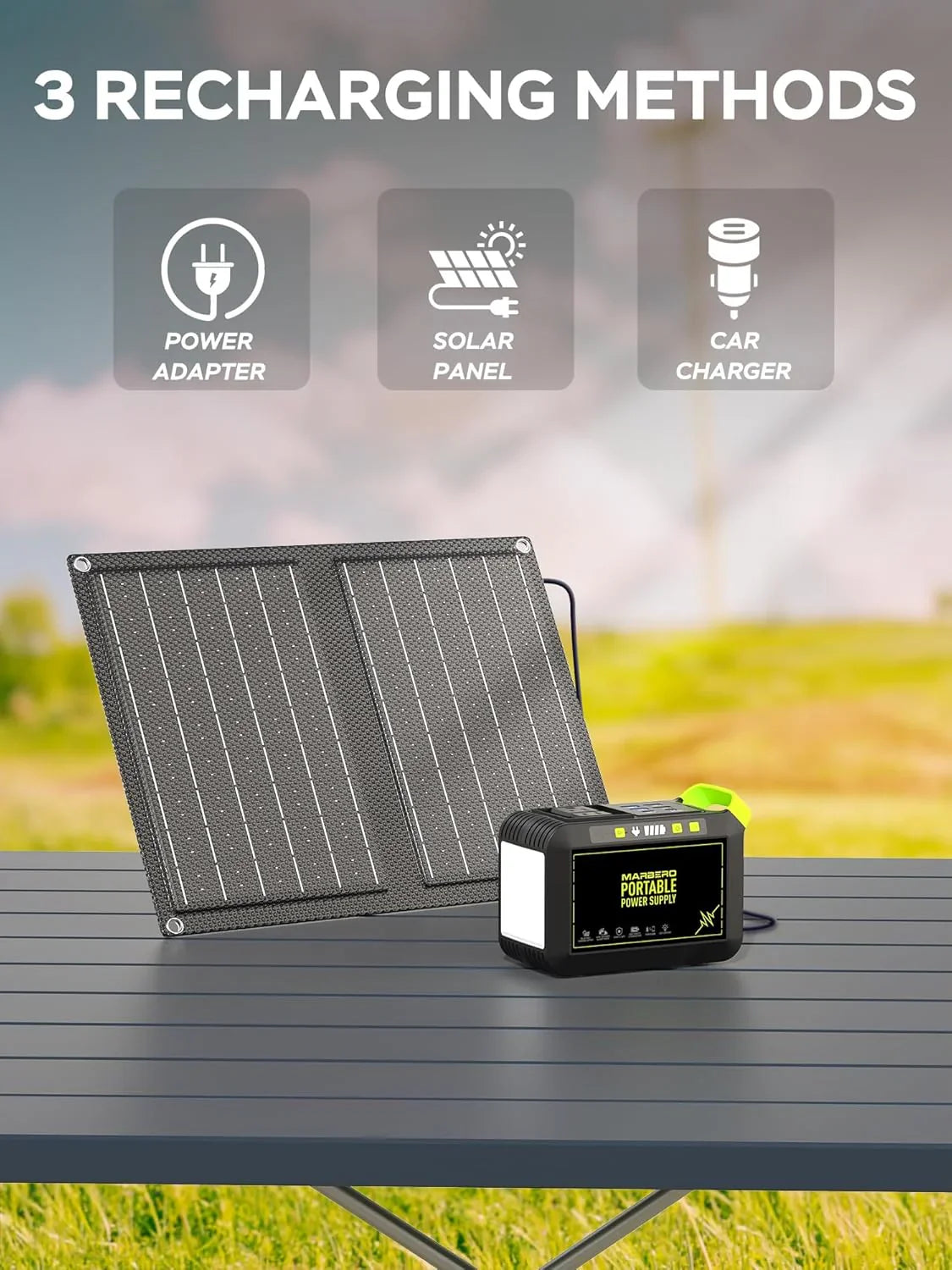 Centrale électrique portable 88 Wh, générateur solaire au lithium pour camping, charge rapide avec prise secteur, batterie externe de 120 W de pointe