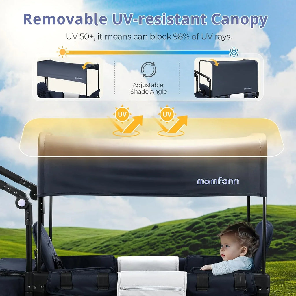 Poussette Wagon pour enfants, Poussette Wagon pour tout-petits 2 places, Poussette tout-terrain pour bébé en plein air