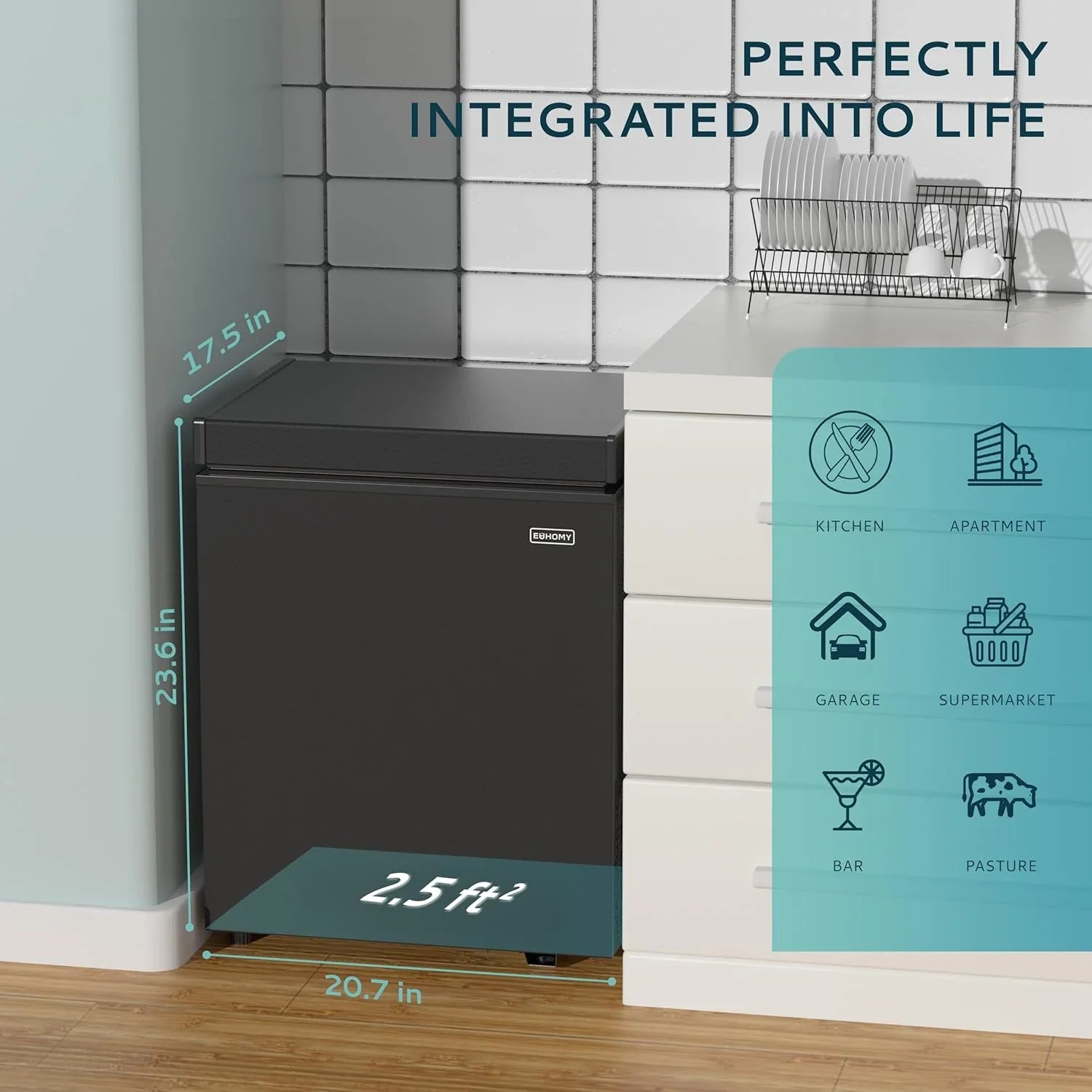 EUHOMY 3.5 Cubic Foot Upright Freezer, Small Deep Freezer, Adjustable 7 Thermostats, Quiet Mini Freezer, Freestanding Top Door