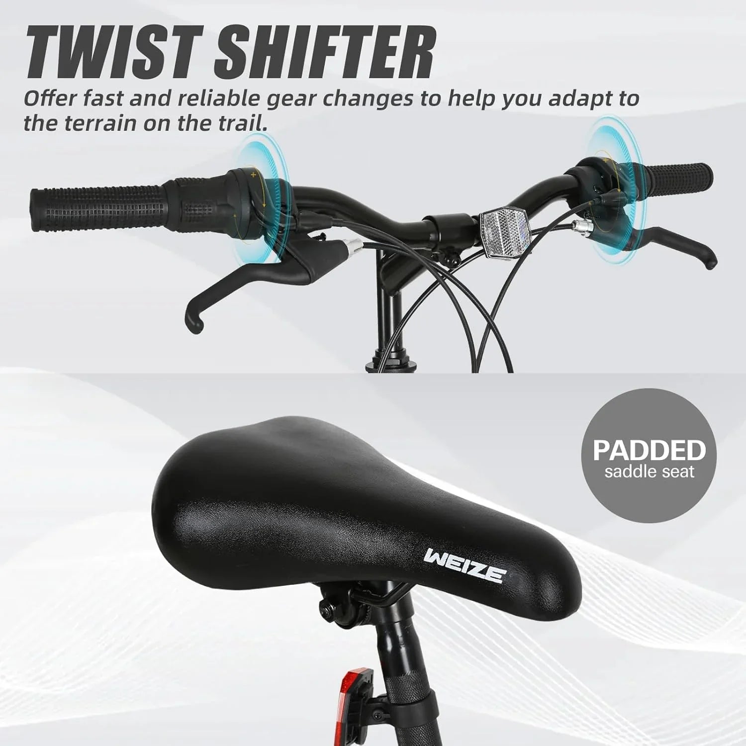 Vélo de montagne WEIZE, vélo hybride d'extérieur 26-27,5 pouces, 18 vitesses/acier à haute teneur en carbone/double suspension complète