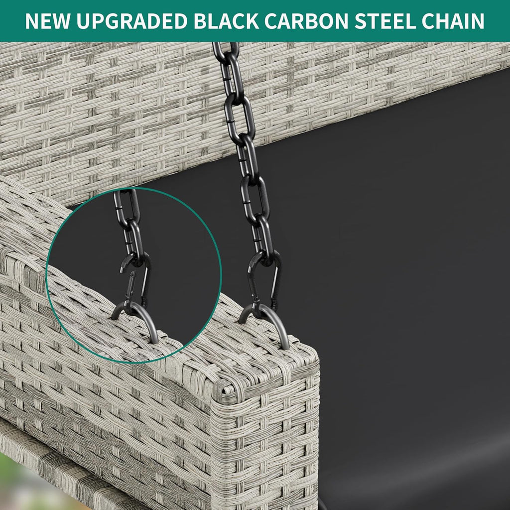 YITAHOME Balancelle suspendue pour porche, 3 places, banc d'extérieur en osier