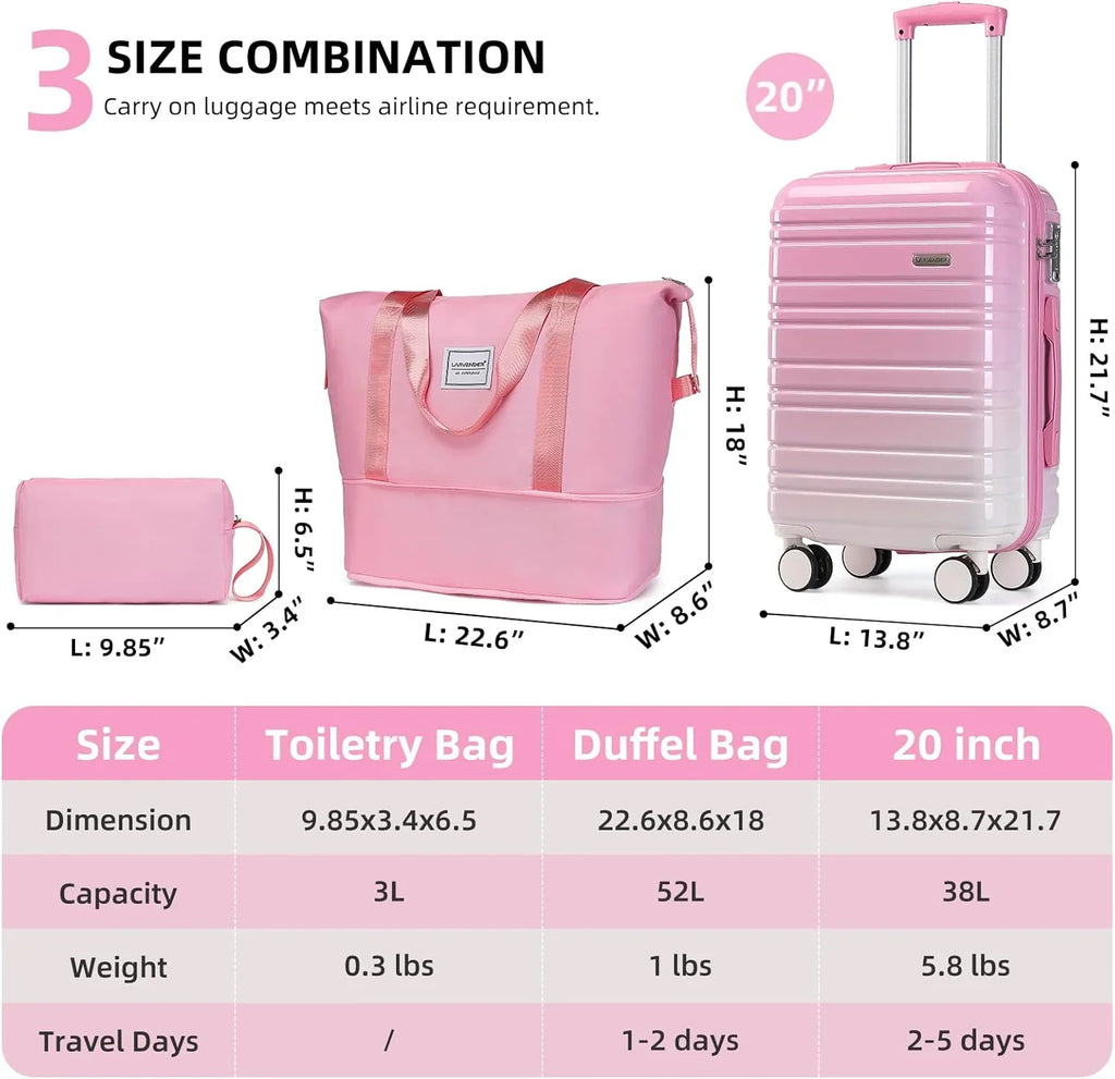 Ensemble de bagages 6 pièces, ensemble de valises rigides extensibles avec roulettes pivotantes, ensemble de bagages à roulettes légers