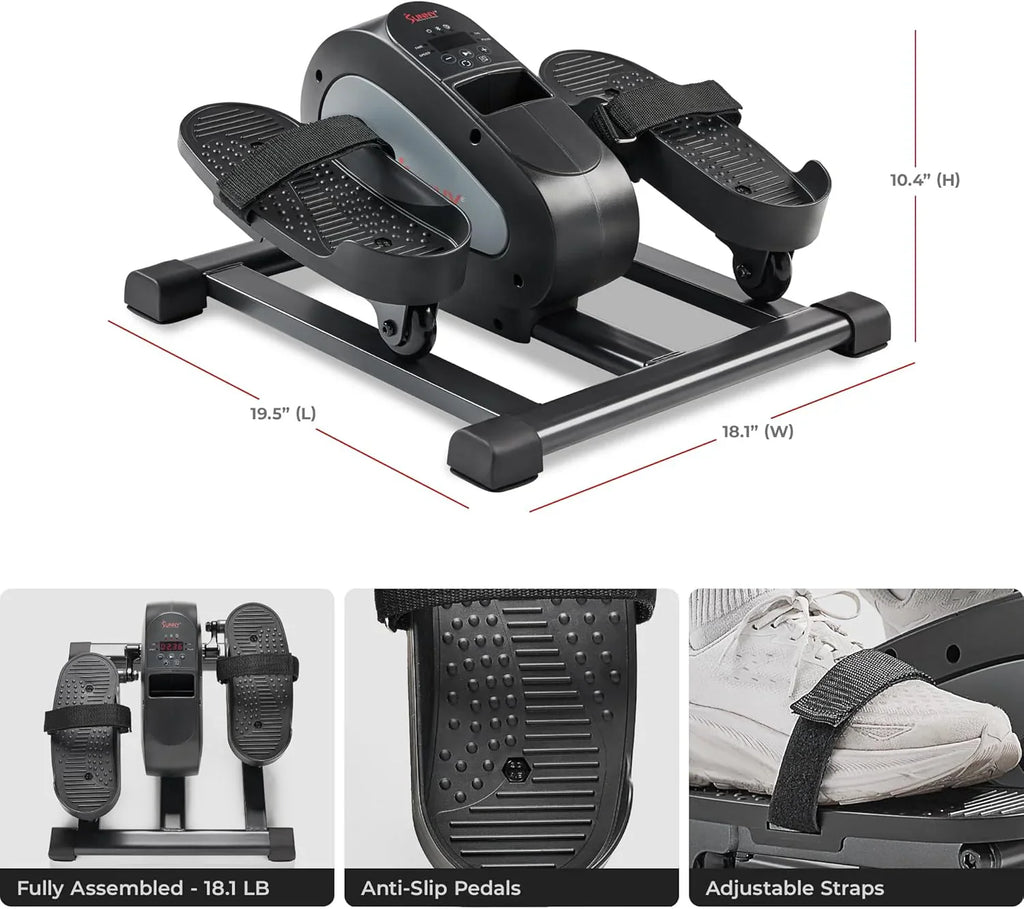 Mini-appareil elliptique intelligent Sunny Health & Fitness, pédalier d'intérieur sous le bureau pour l'activité et l'entraînement cardio des seniors