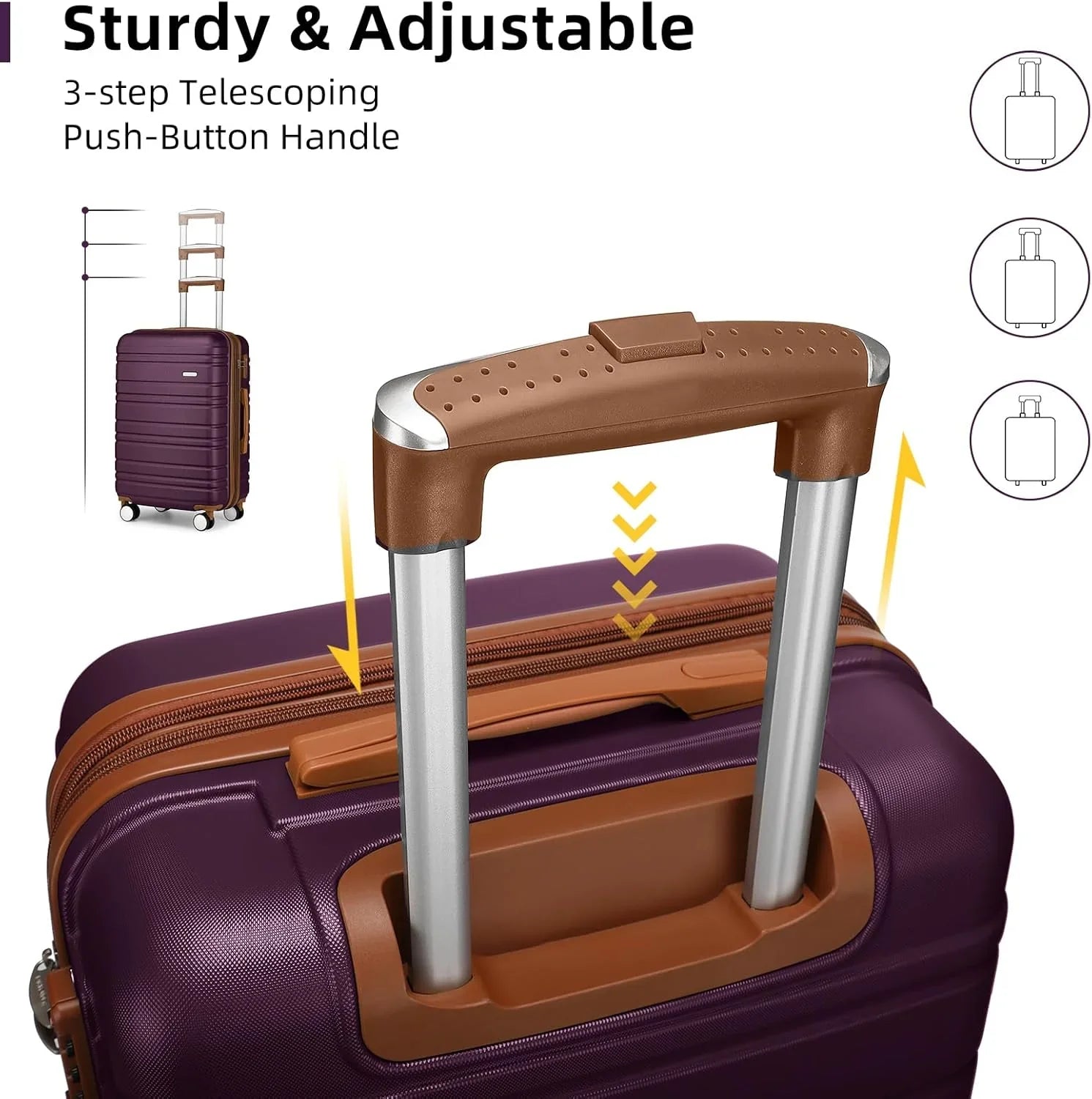 Ensemble de bagages 6 pièces, ensemble de valises rigides extensibles avec roulettes pivotantes, ensemble de bagages à roulettes légers