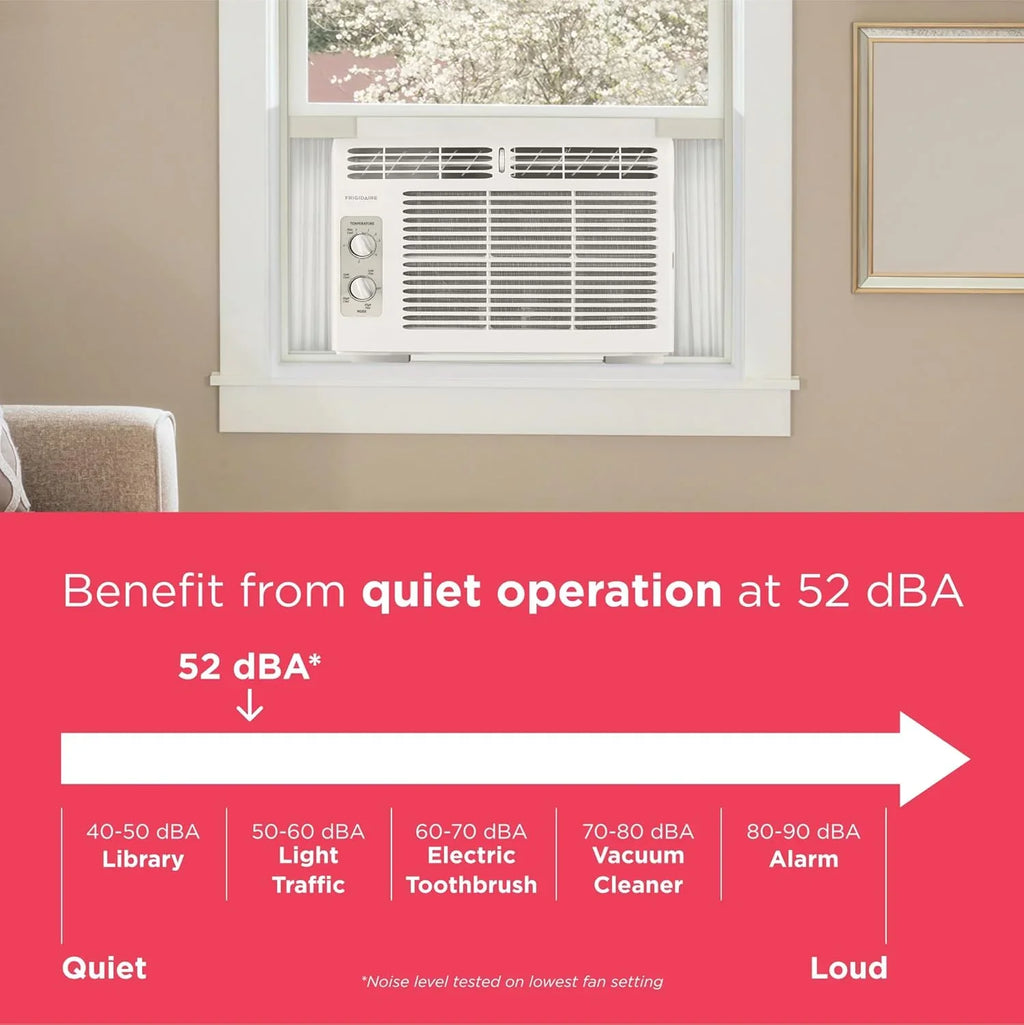 Climatiseur de fenêtre Frigidaire 5 000 BTU avec télécommande, refroidit jusqu'à 150 pi², fonctionnement silencieux