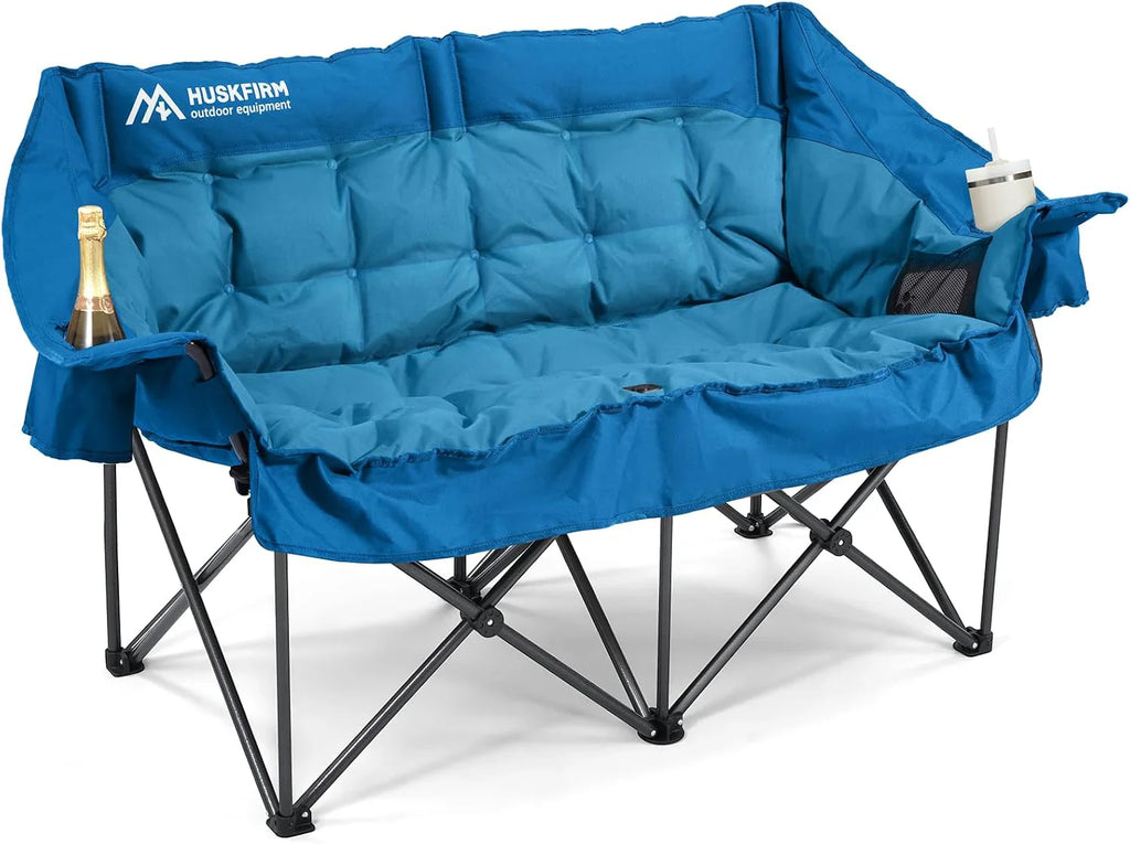 Chaise de camping rembourrée - Canapé de camping extra large et robuste, canapé pliable portable avec porte-gobelet et sac de transport