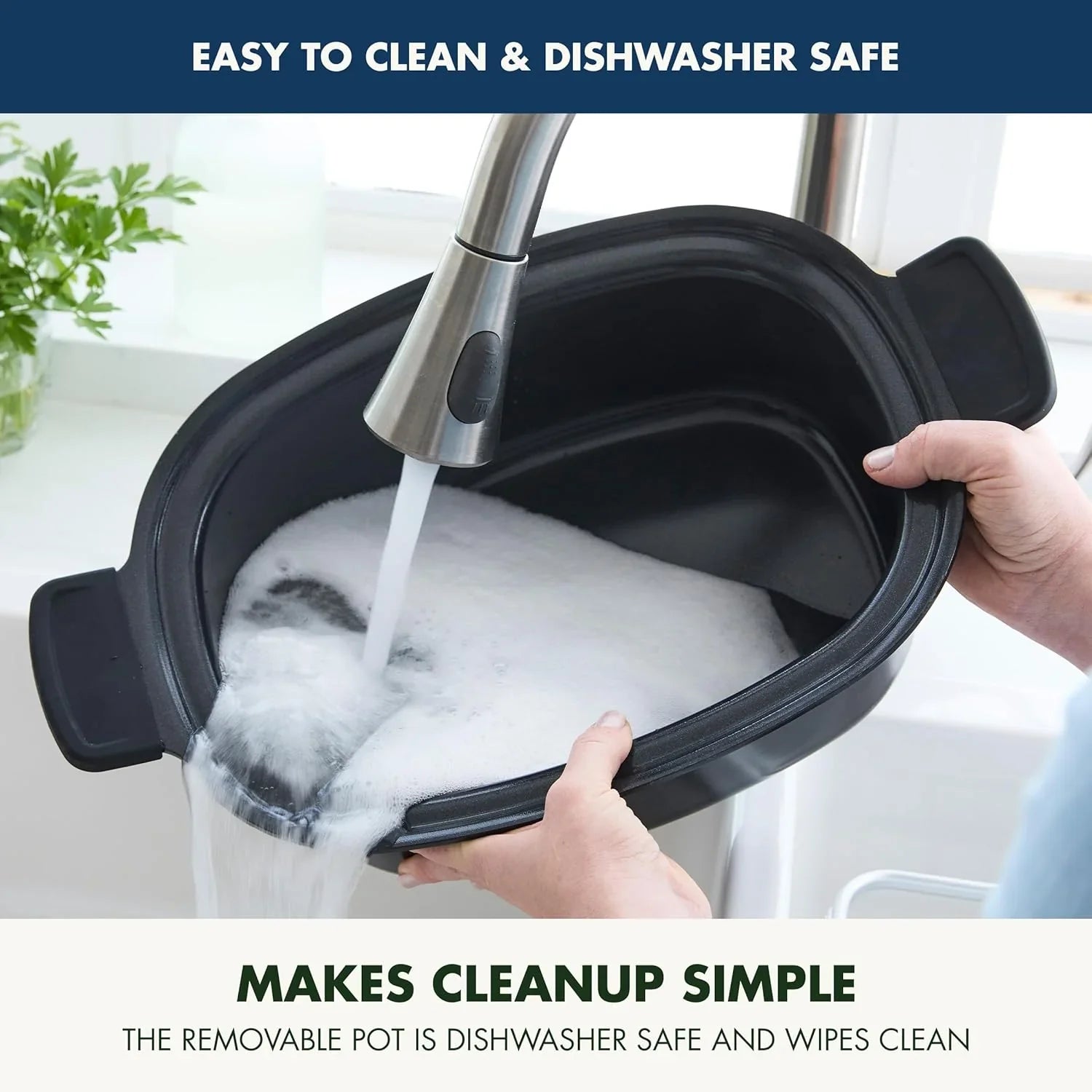 Mijoteuse électrique programmable 8 en 1 de 6 litres avec couvercle lavable au lave-vaisselle et base amovible