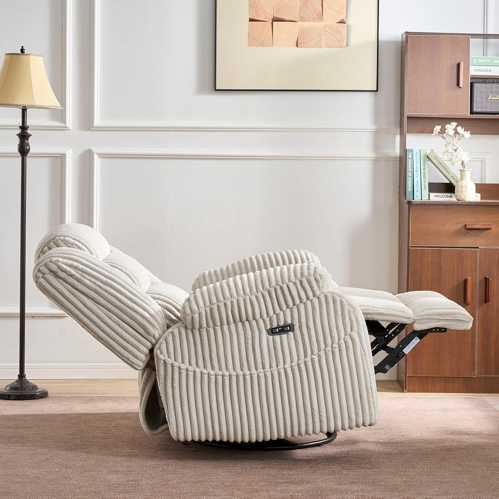 Fauteuil à bascule électrique rotatif pour adultes avec massage et calories, ports de charge USB et C