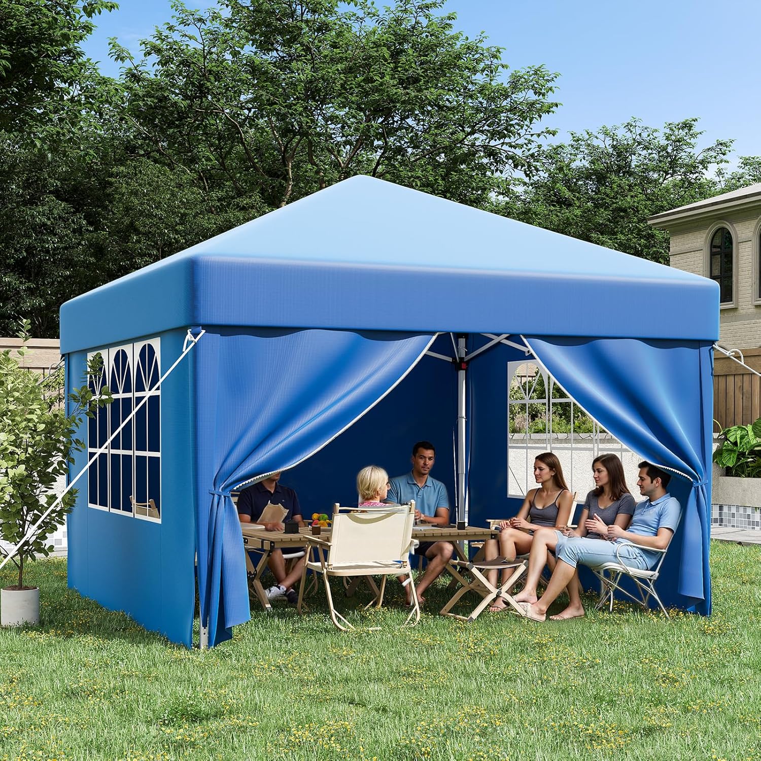 JUMMICO Waterdichte opvouwbare tuinpaviljoen, tuinpaviljoen voor buiten, in hoogte verstelbaar, Barnum UV50+, paviljoen voor kamperen, festivals, strand, tuinen 