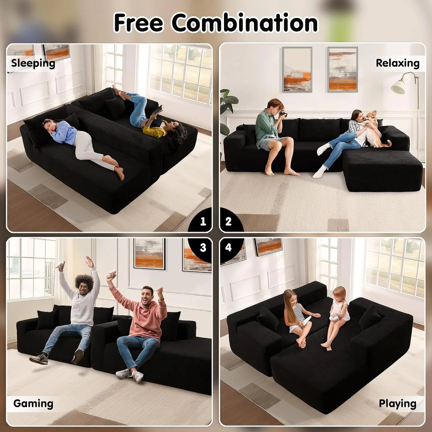 Canapé Ovios 104" Cloud Section Fauteuil en L, canapé modulaire moderne