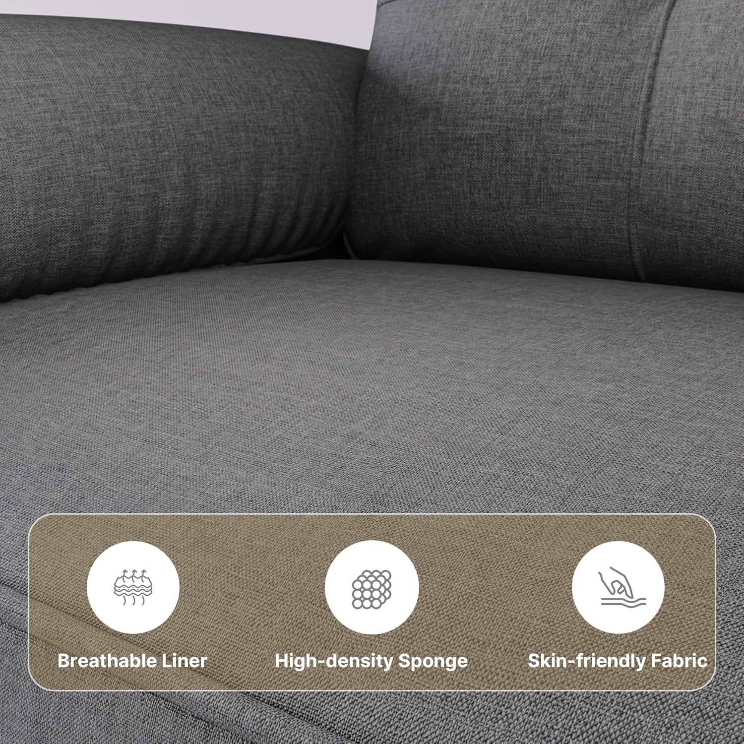 Xbro 2-zitsbank - Kleine 2-zitsbank met armleuningen en zijvak, moderne bank voor woonkamer, appartement, kantoor, eenvoudig te monteren, 144 x 77 x 77 cm, donkergrijs 